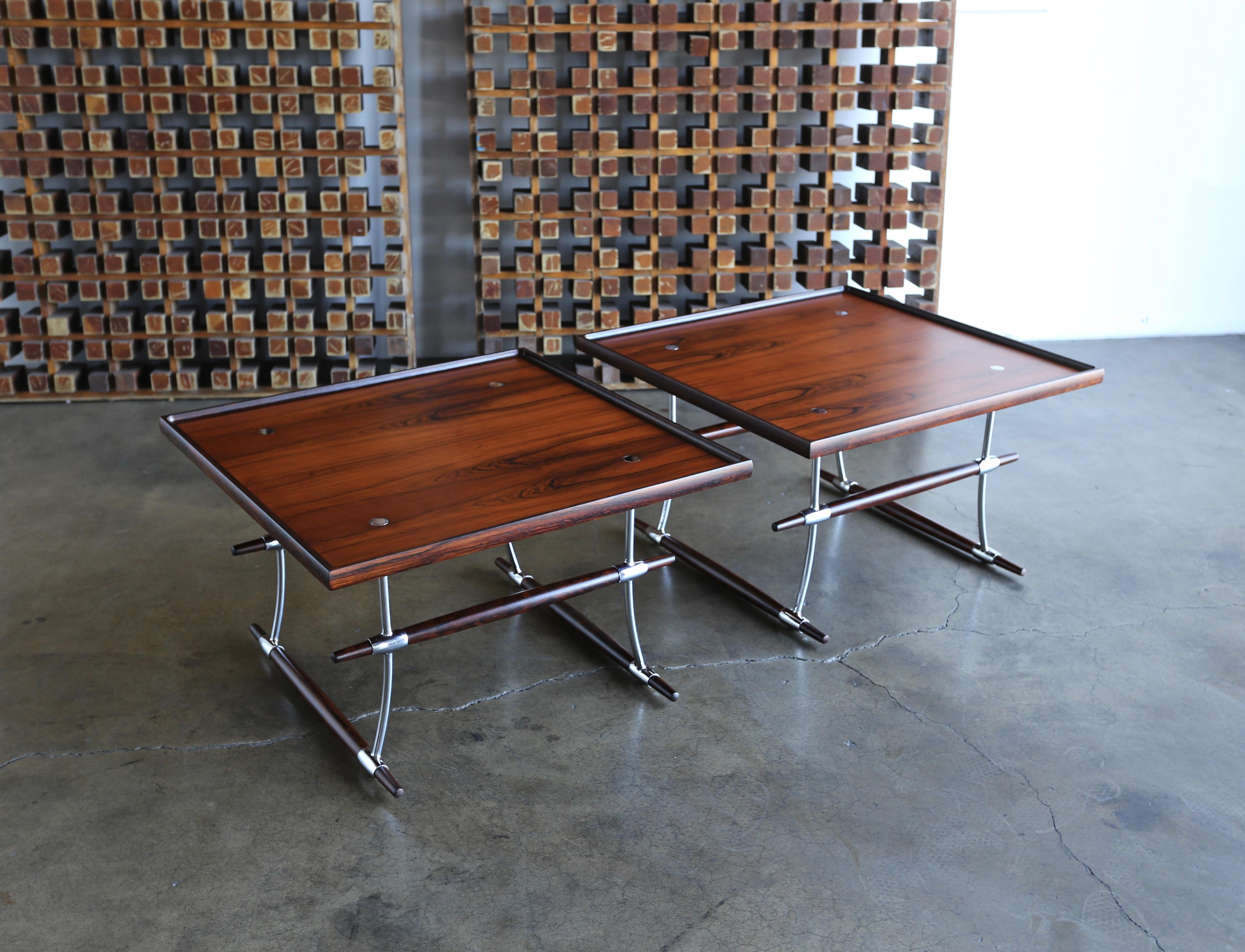 Jens Quistgaard Rare Pair of Rosewood Tables for Nissen Denmark, 1960 4