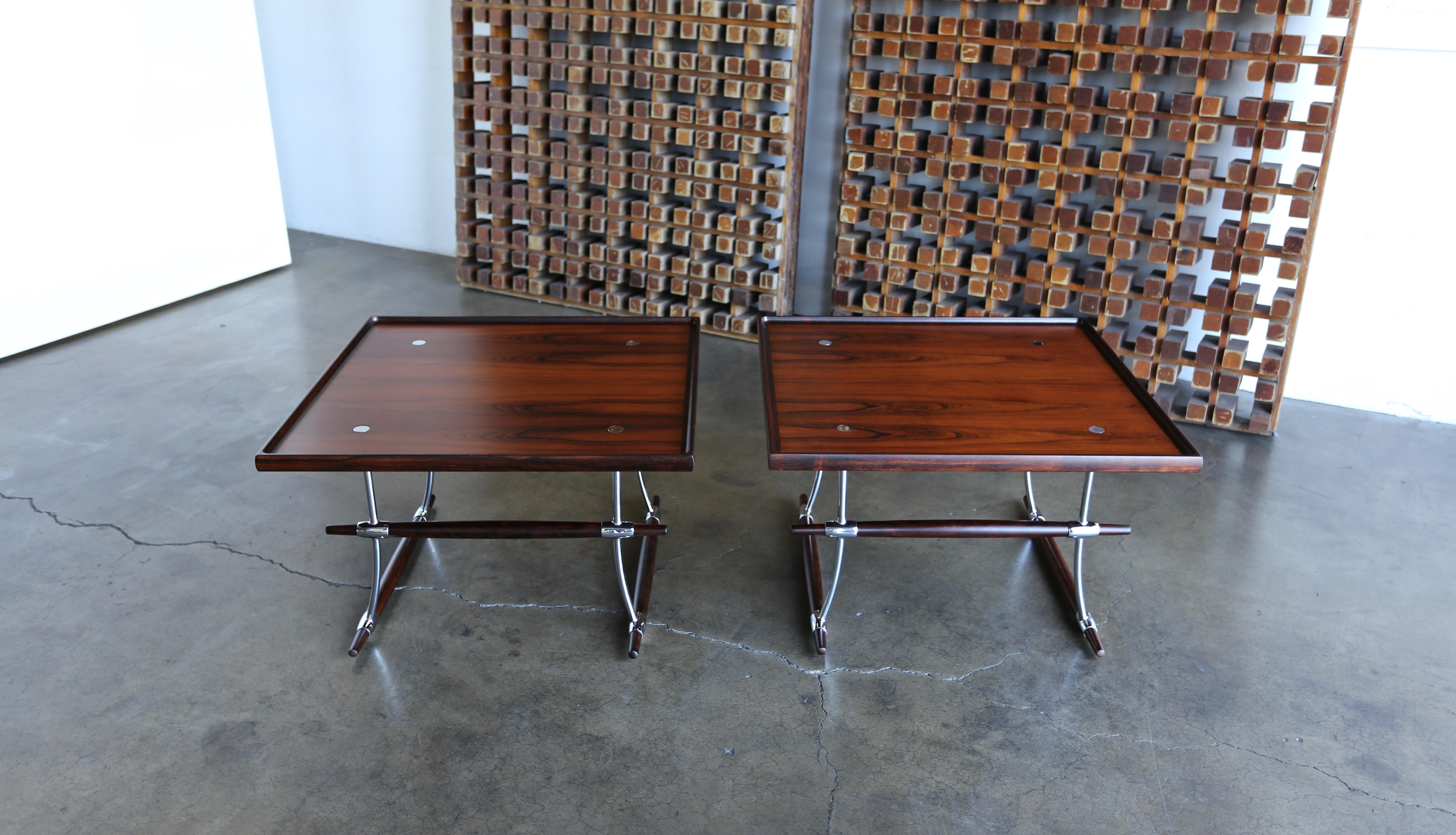 Jens Quistgaard Rare Pair of Rosewood Tables for Nissen Denmark, 1960 In Good Condition In Costa Mesa, CA