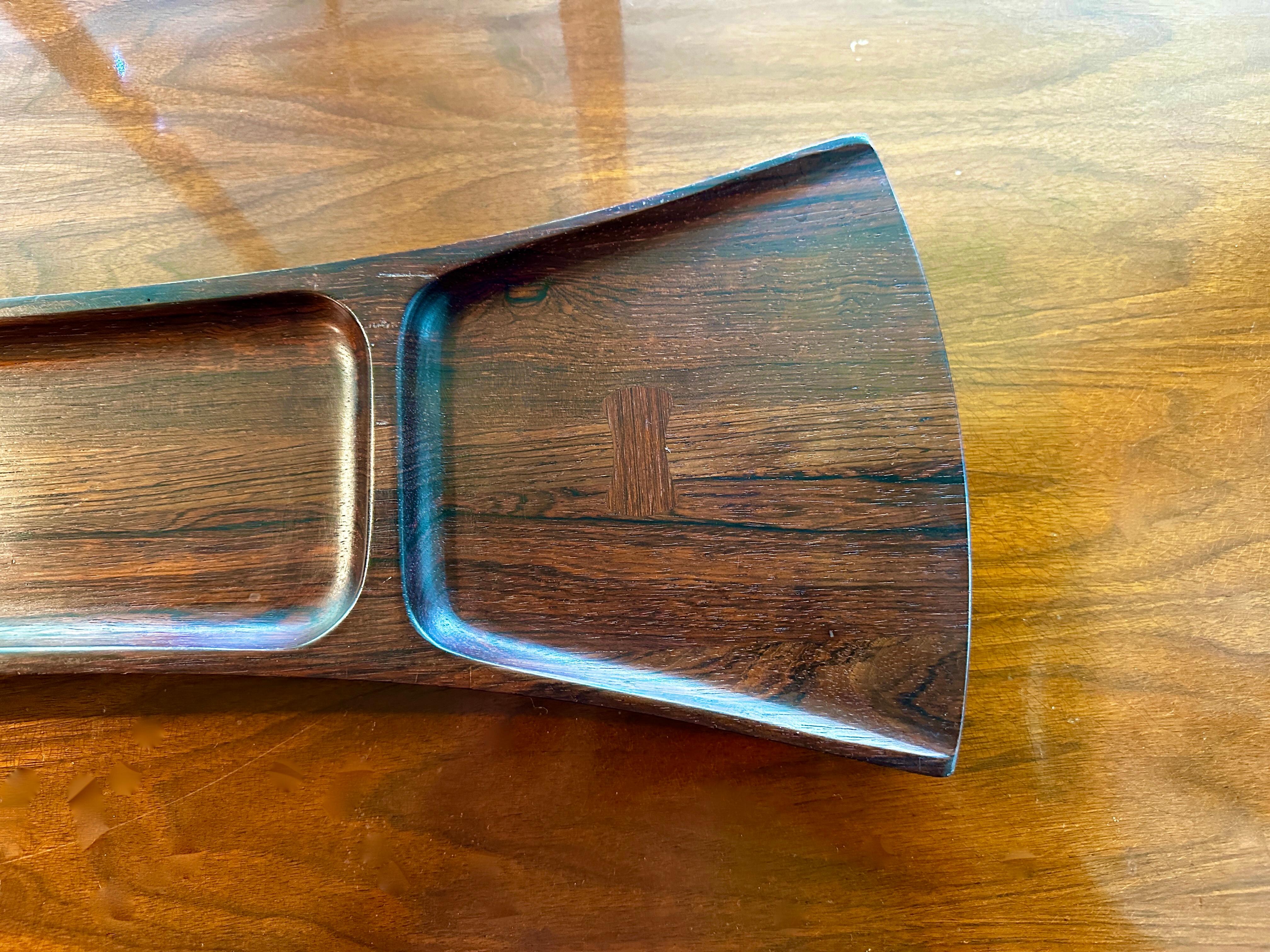 Hand-Crafted Jens Quistgaard Rare Woods Palisander Tray For Dansk For Sale