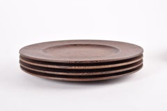 Jens Quistgaard Set of 4 Coaster Plates Wengé Rare Wood, Kronjyden Denmark 1960s