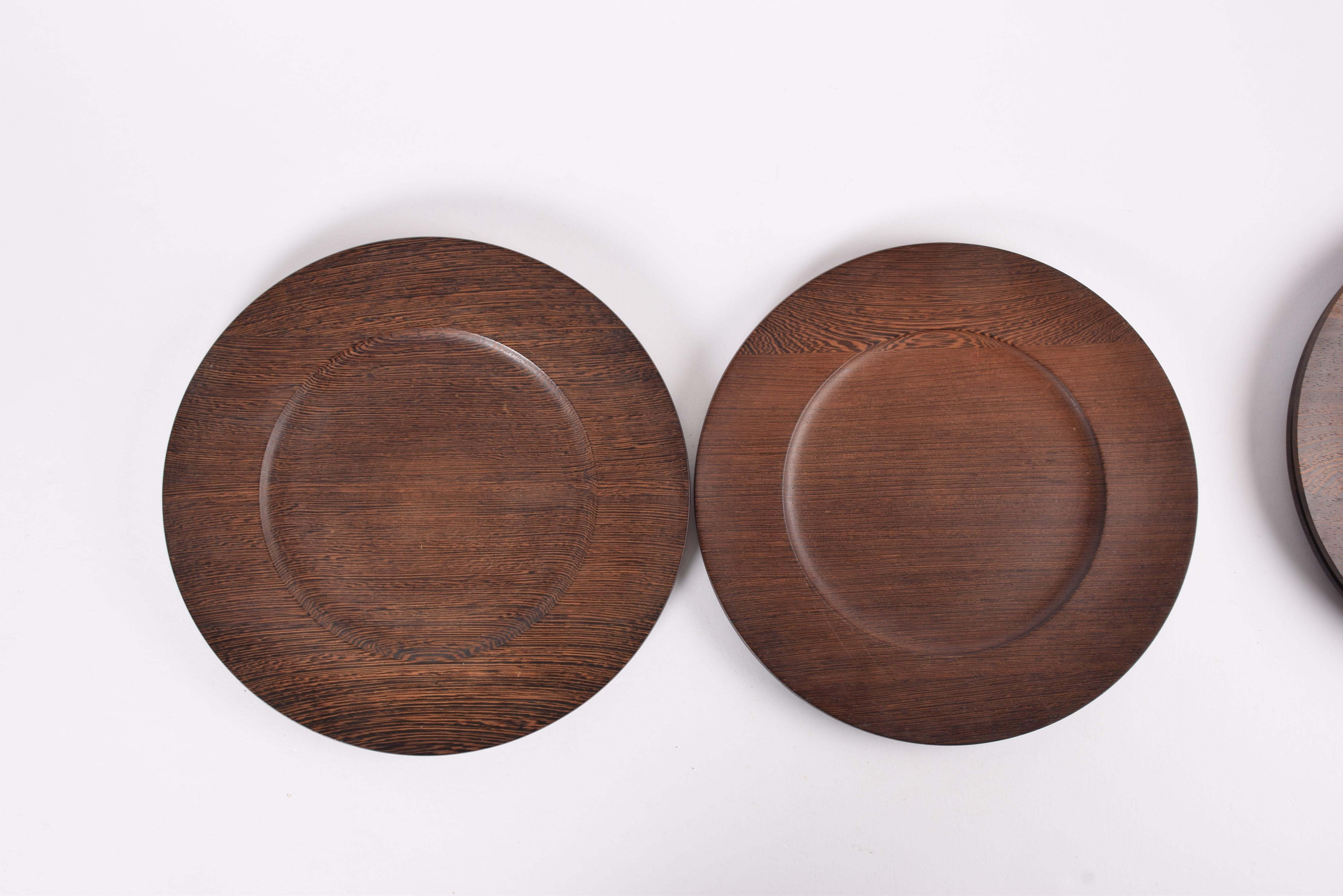 Scandinavian Modern Jens Quistgaard Set of 4 Coaster Plates Wengé Rare Wood, Kronjyden Denmark 1960s For Sale