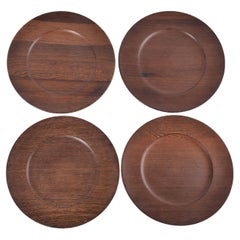 Vintage Jens Quistgaard Set of 4 Coaster Plates Wengé Rare Wood, Kronjyden Denmark 1960s