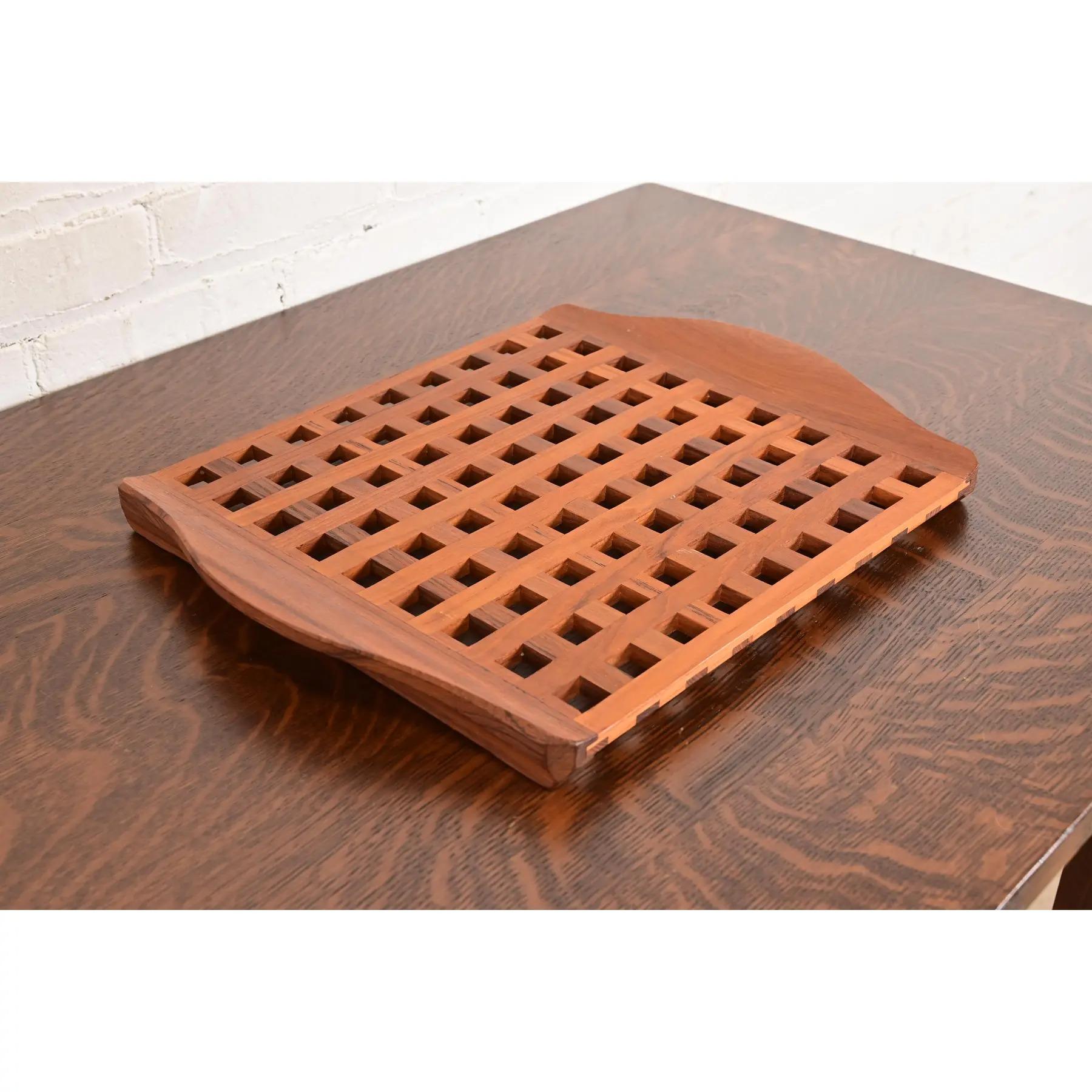 Late 20th Century Jens Quistgaard Style Danish Modern Sculpted Teak Serving Tray, Circa 1970s For Sale
