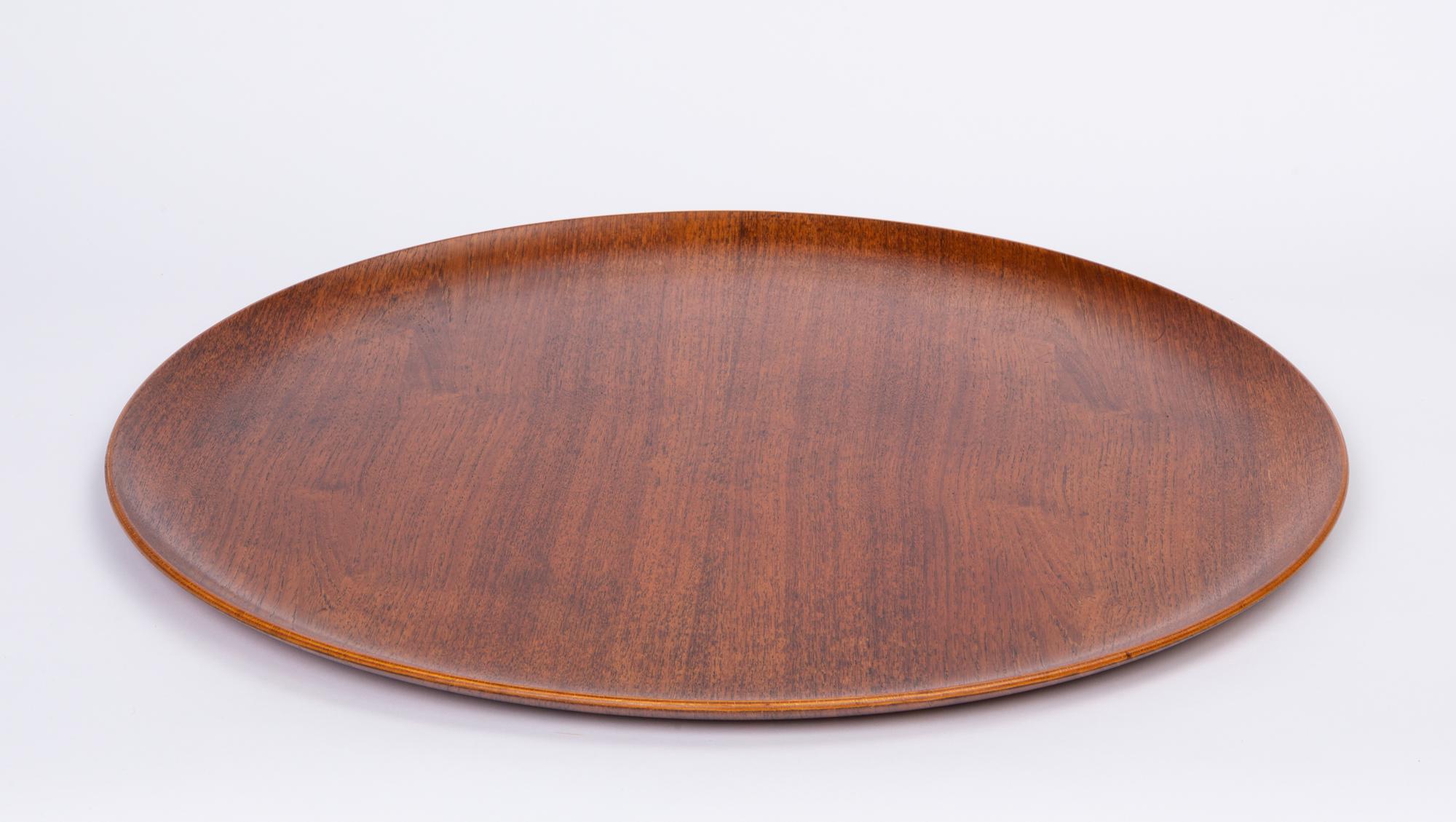 Oiled Jens Quistgaard Style Teak Tray with Curved Edge