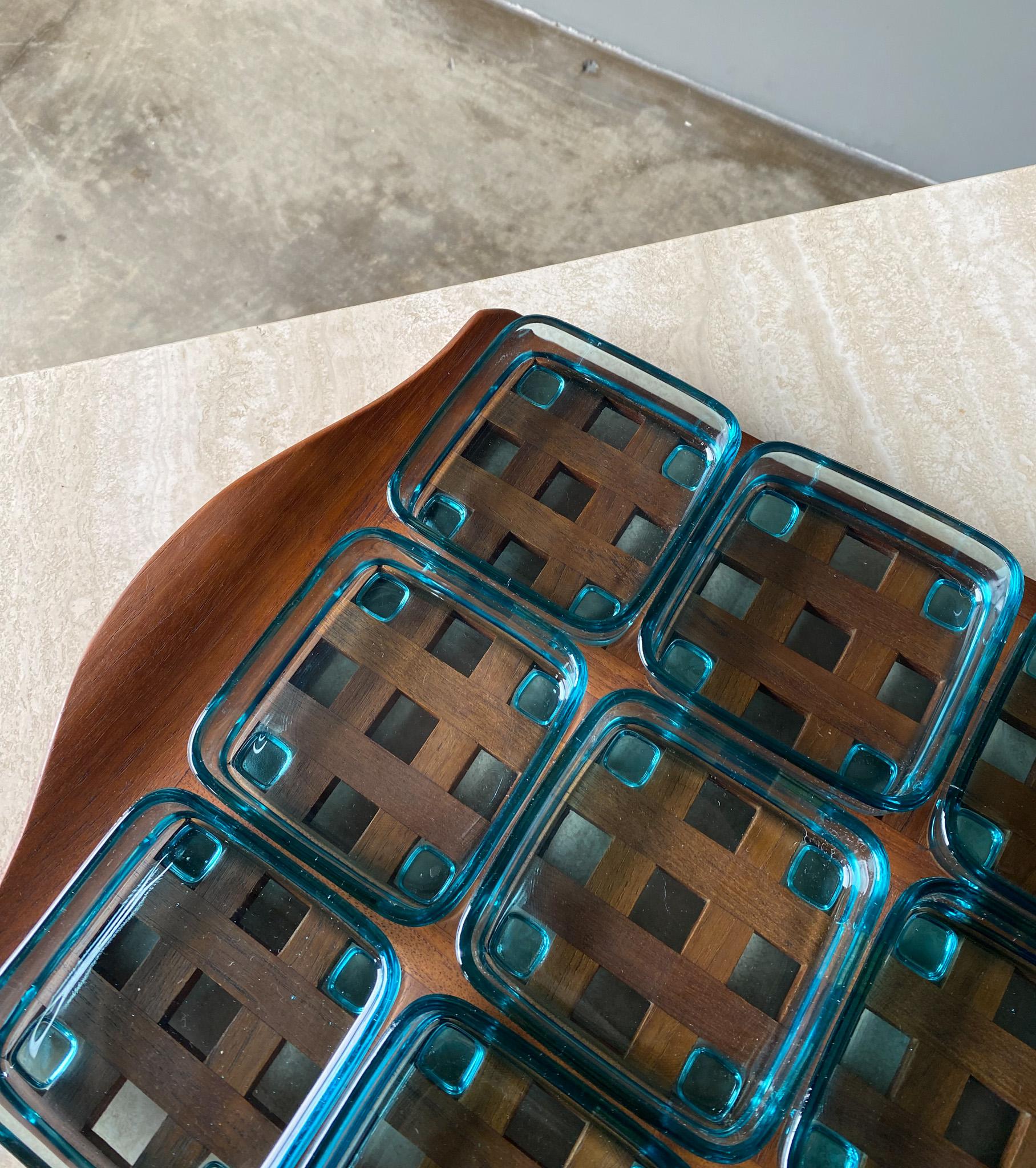 Jens Quistgaard Teak Lattice Tray W/ Glass Inserts Dansk, Denmark, 1960s 8