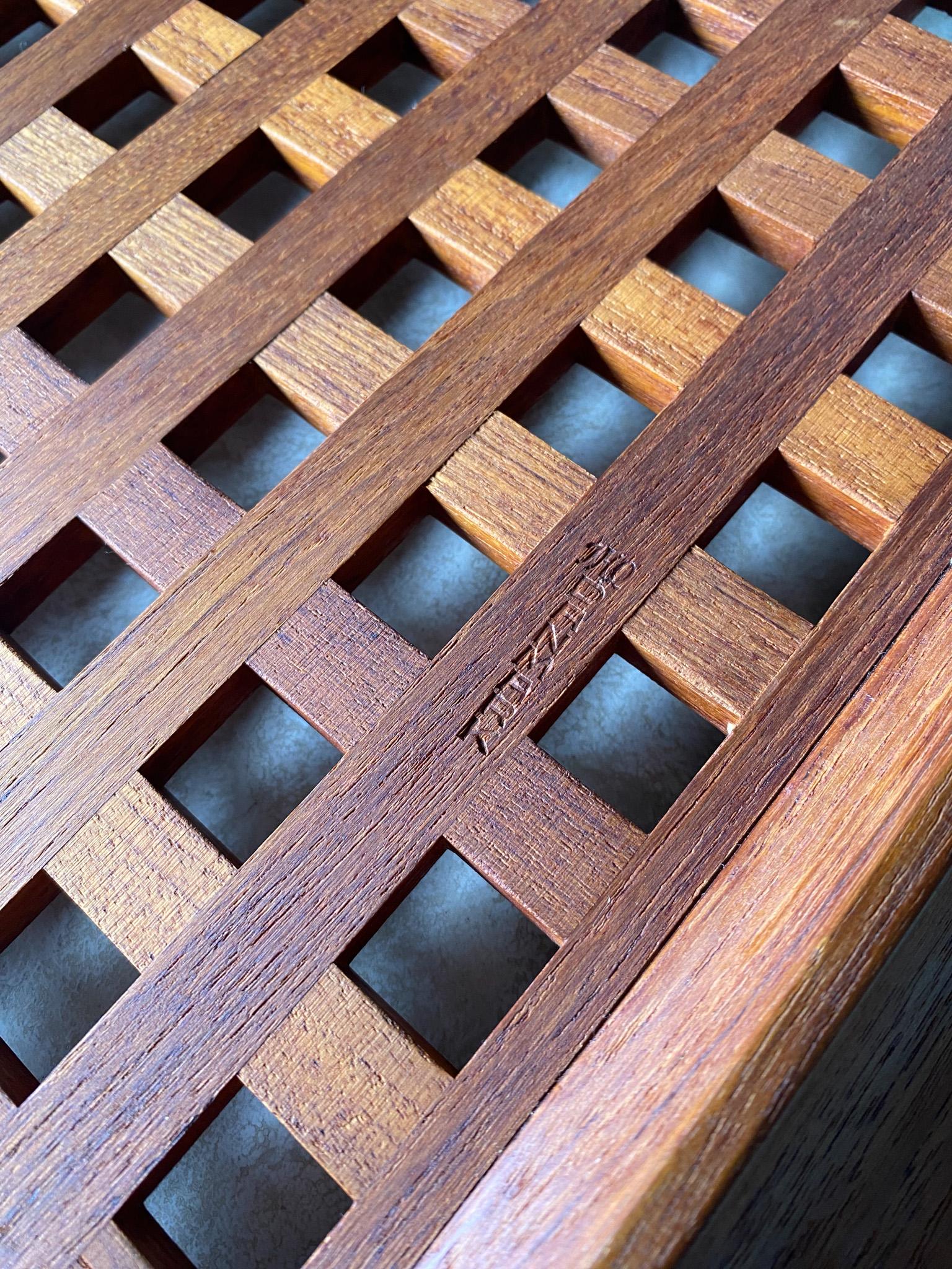 Danish Jens Quistgaard Teak Lattice Tray W/ Glass Inserts Dansk, Denmark, 1960s
