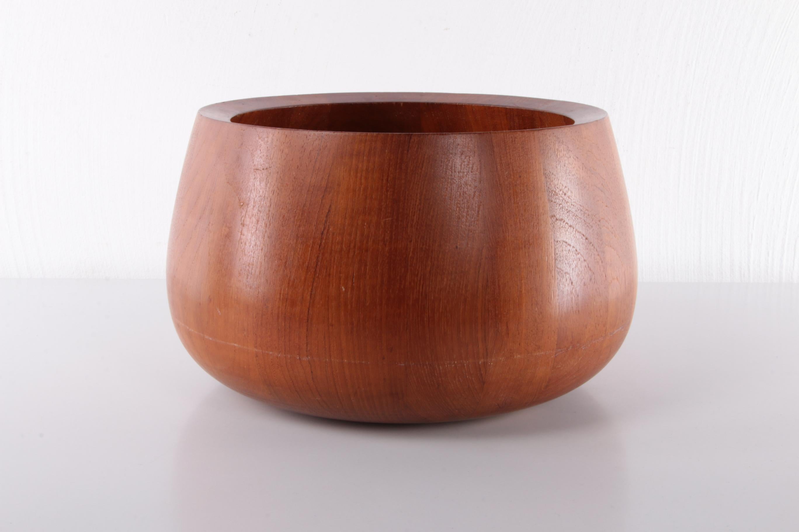 Scandinavian Modern Jens Quistgaard Teak Wooden Bowl with Salad Cutlery by Dansk Design
