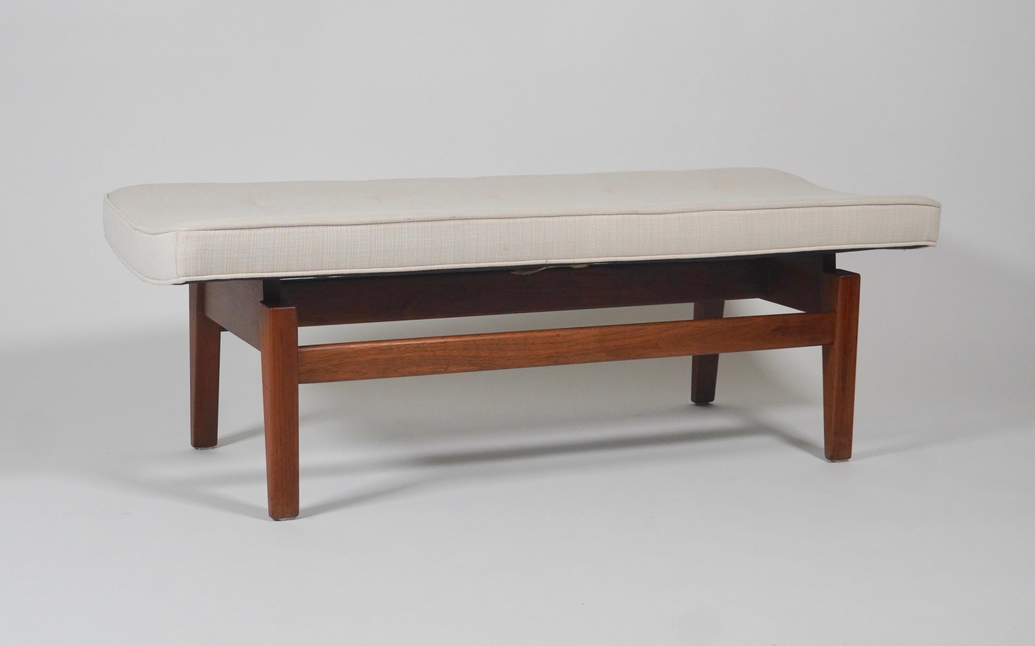 Mid-Century Modern Jens Risom '1916-2016' Floating Bench in Silk & Walnut for Jens Risom Design Inc For Sale