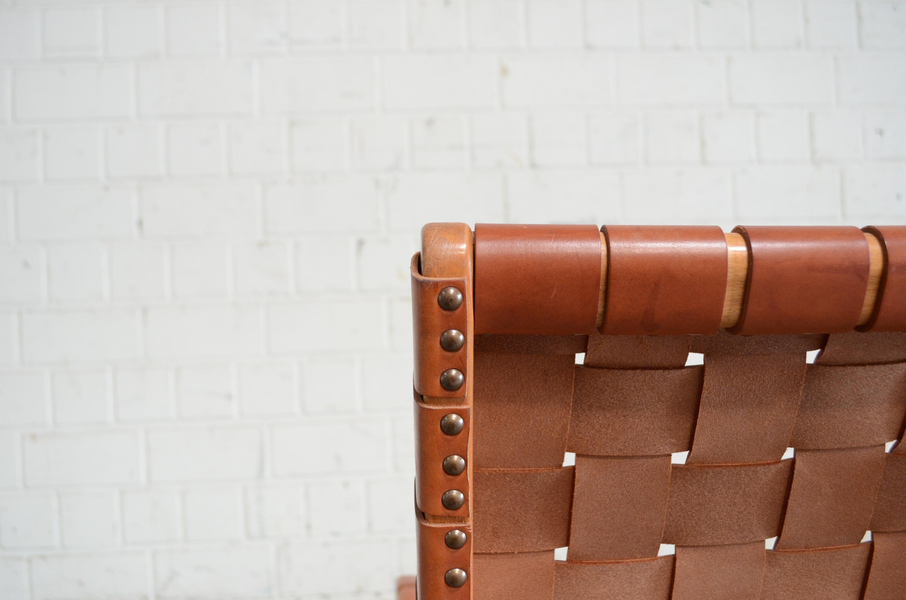 Jens Risom 654 Cognac Leather Lounge Chair by Walter Knoll/ Knoll International 5