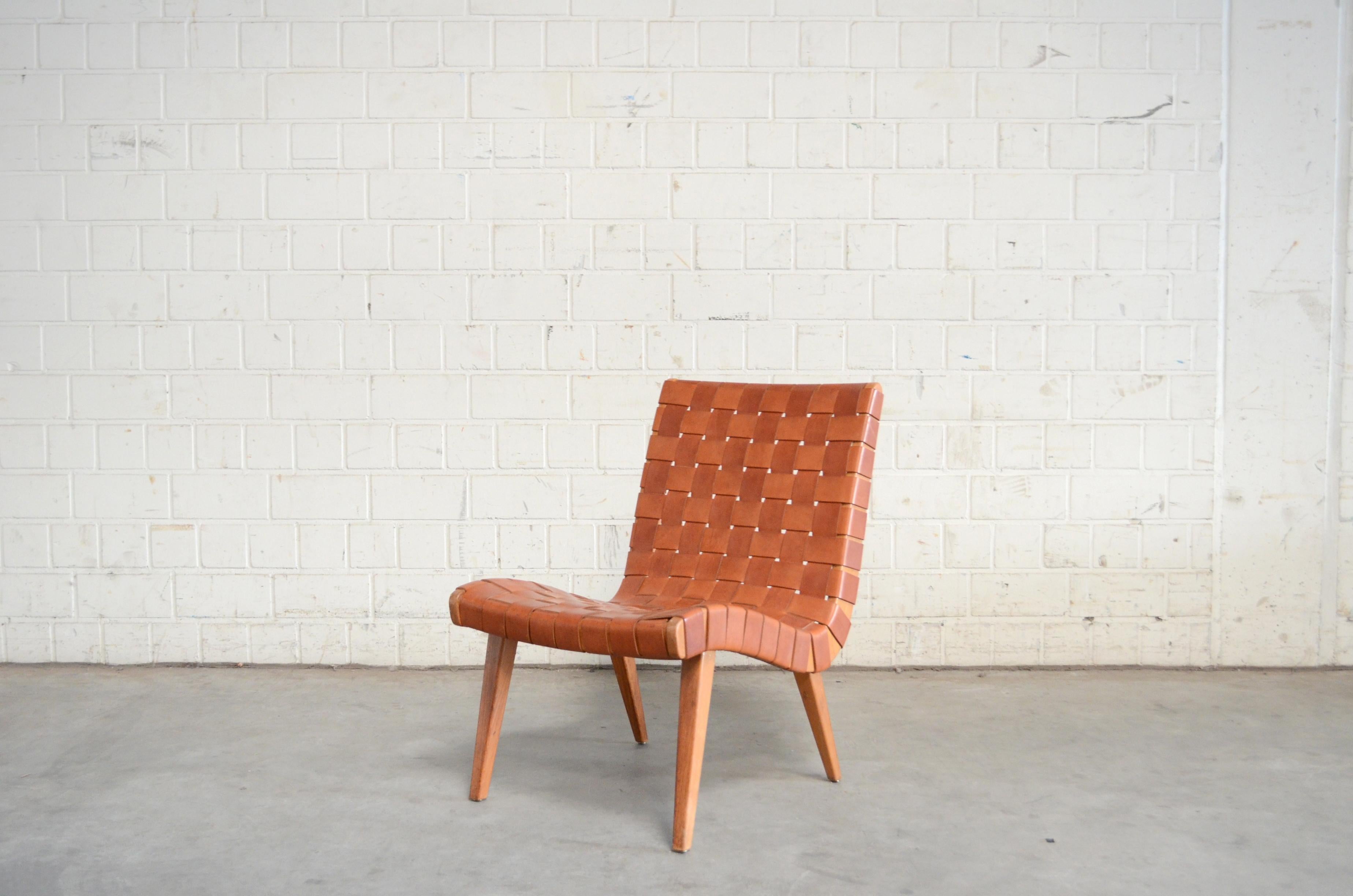 Jens Risom 654 Cognac Leather Lounge Chair by Walter Knoll/ Knoll International 7