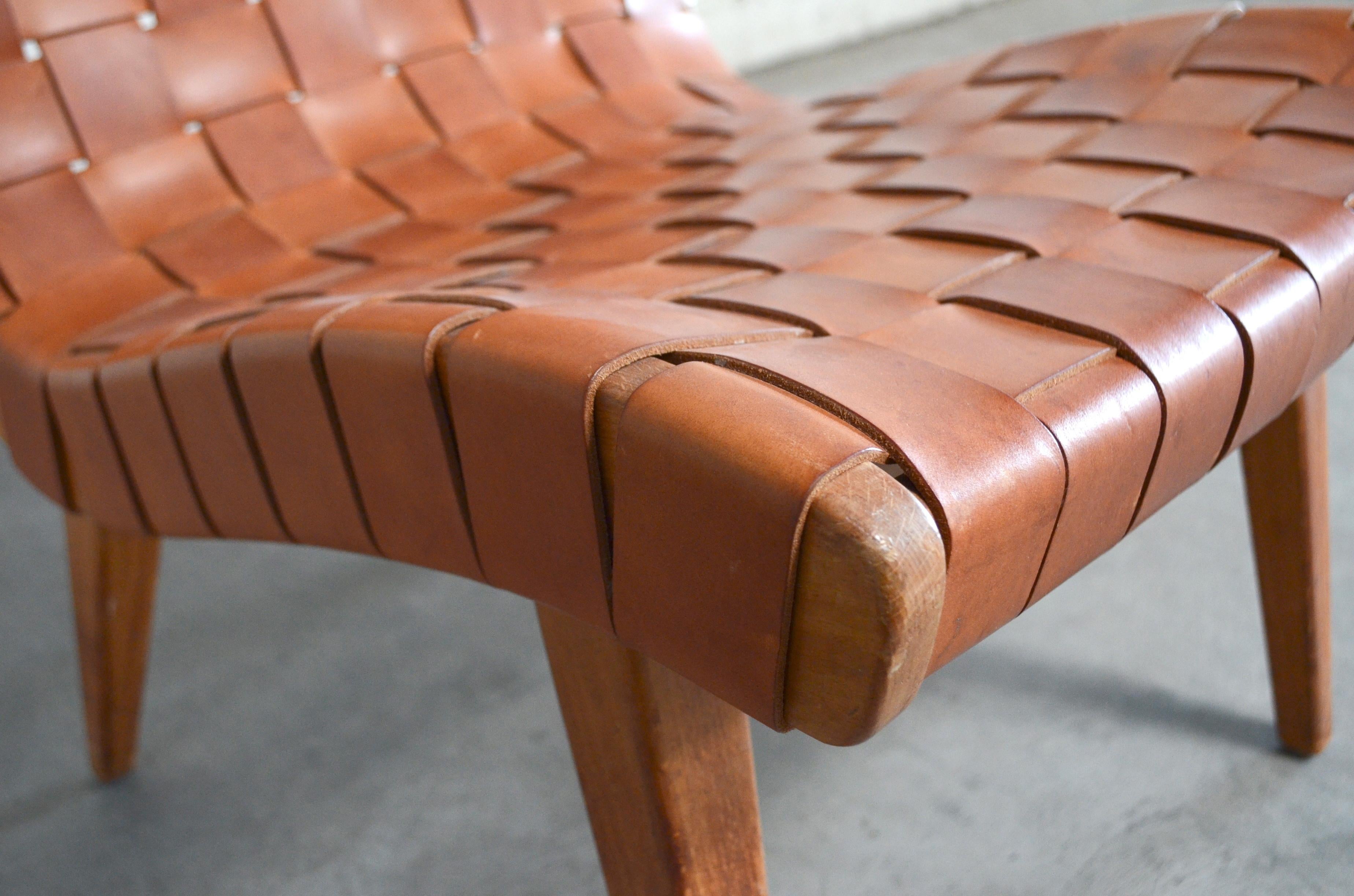 Jens Risom 654 Cognac Leather Lounge Chair by Walter Knoll/ Knoll International 9