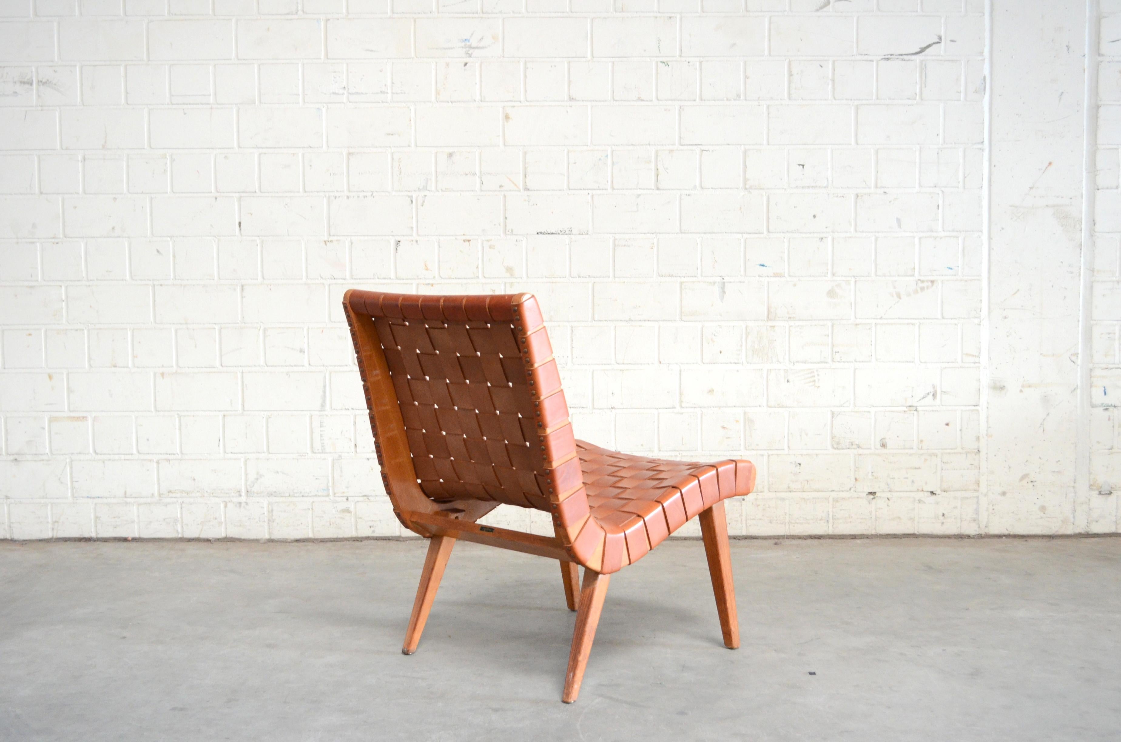 Jens Risom 654 Cognac Leather Lounge Chair by Walter Knoll/ Knoll International 1