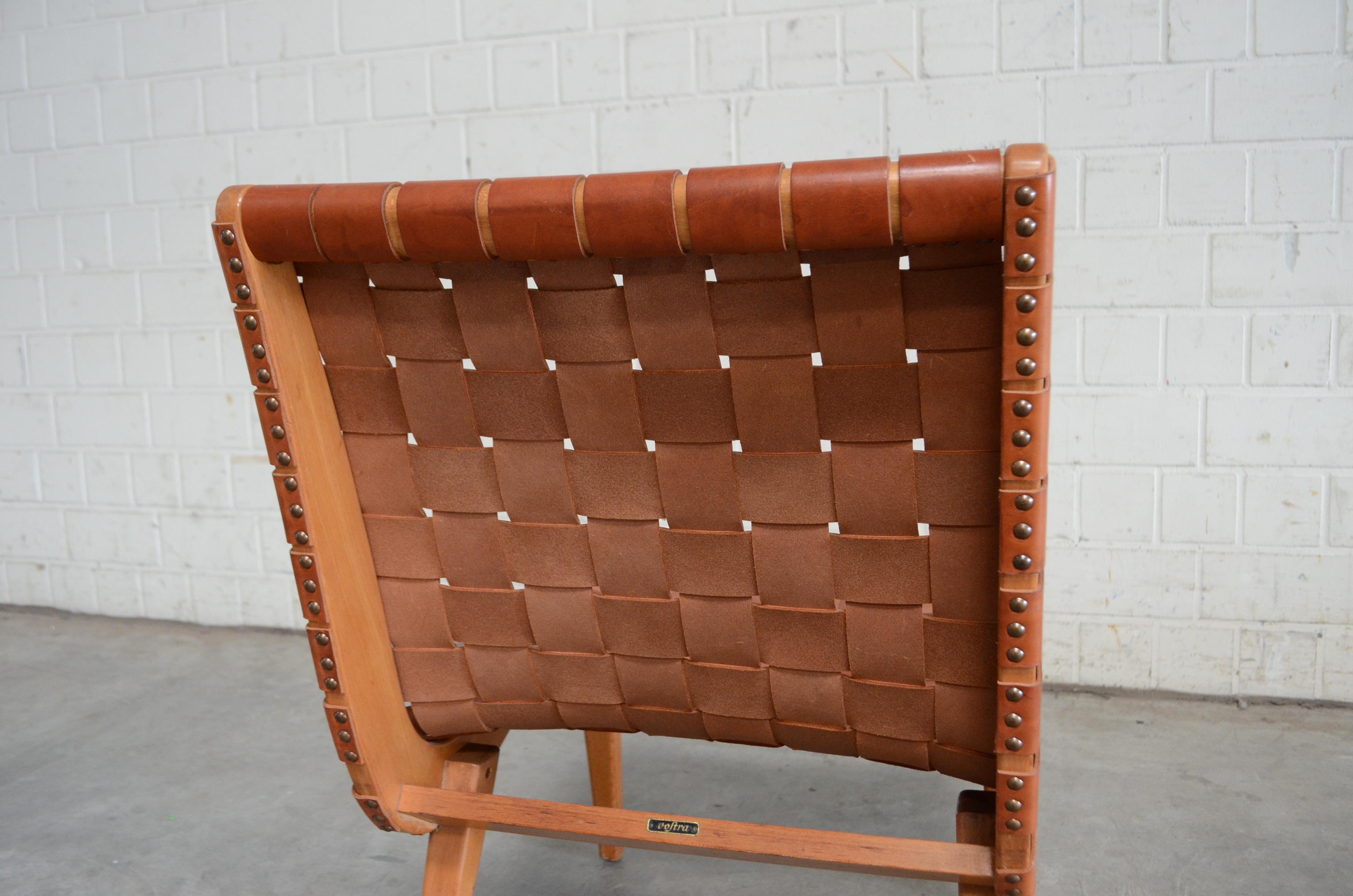 Jens Risom 654 Cognac Leather Lounge Chair by Walter Knoll/ Knoll International 3