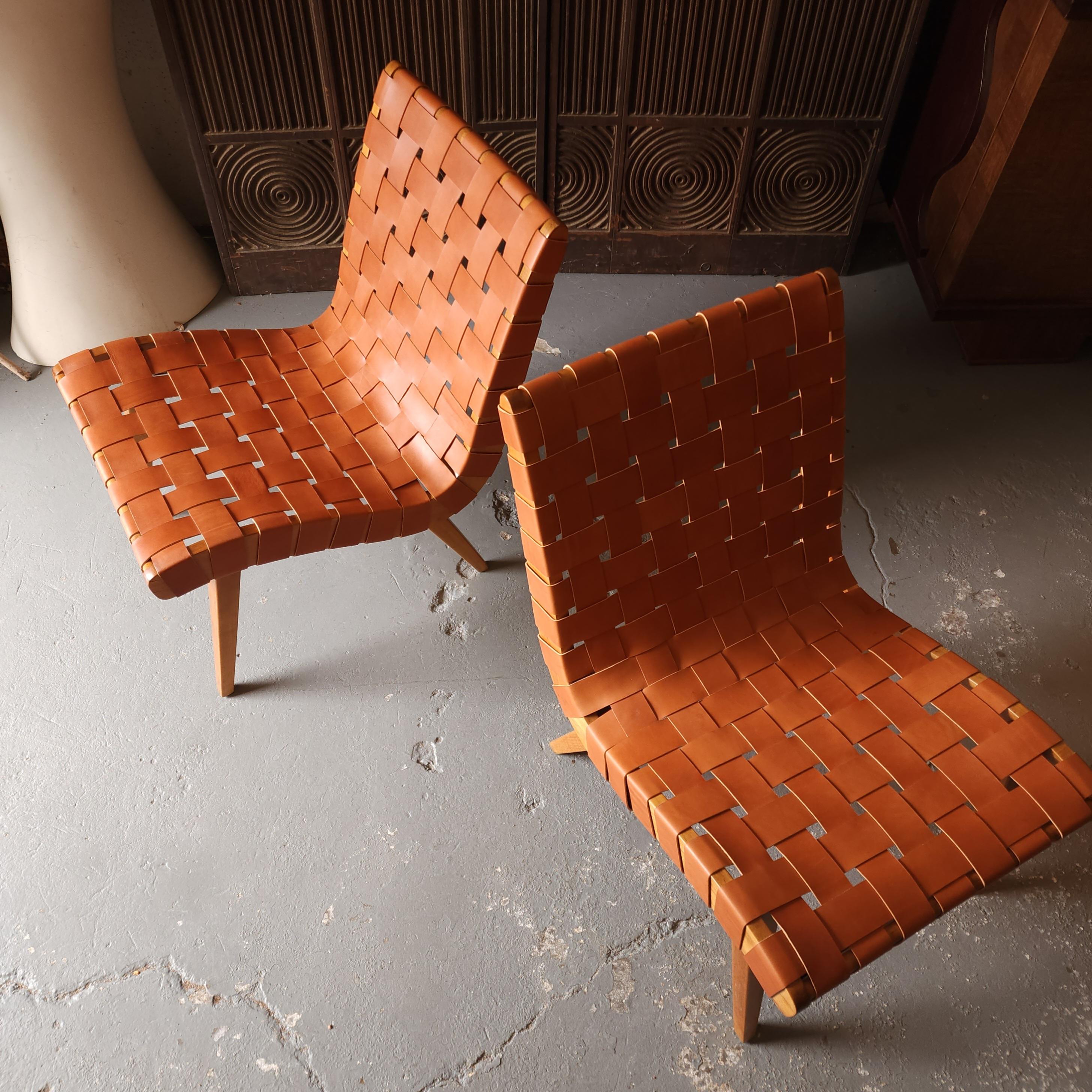 Leather Jens Risom 654w for Knoll Chairs For Sale