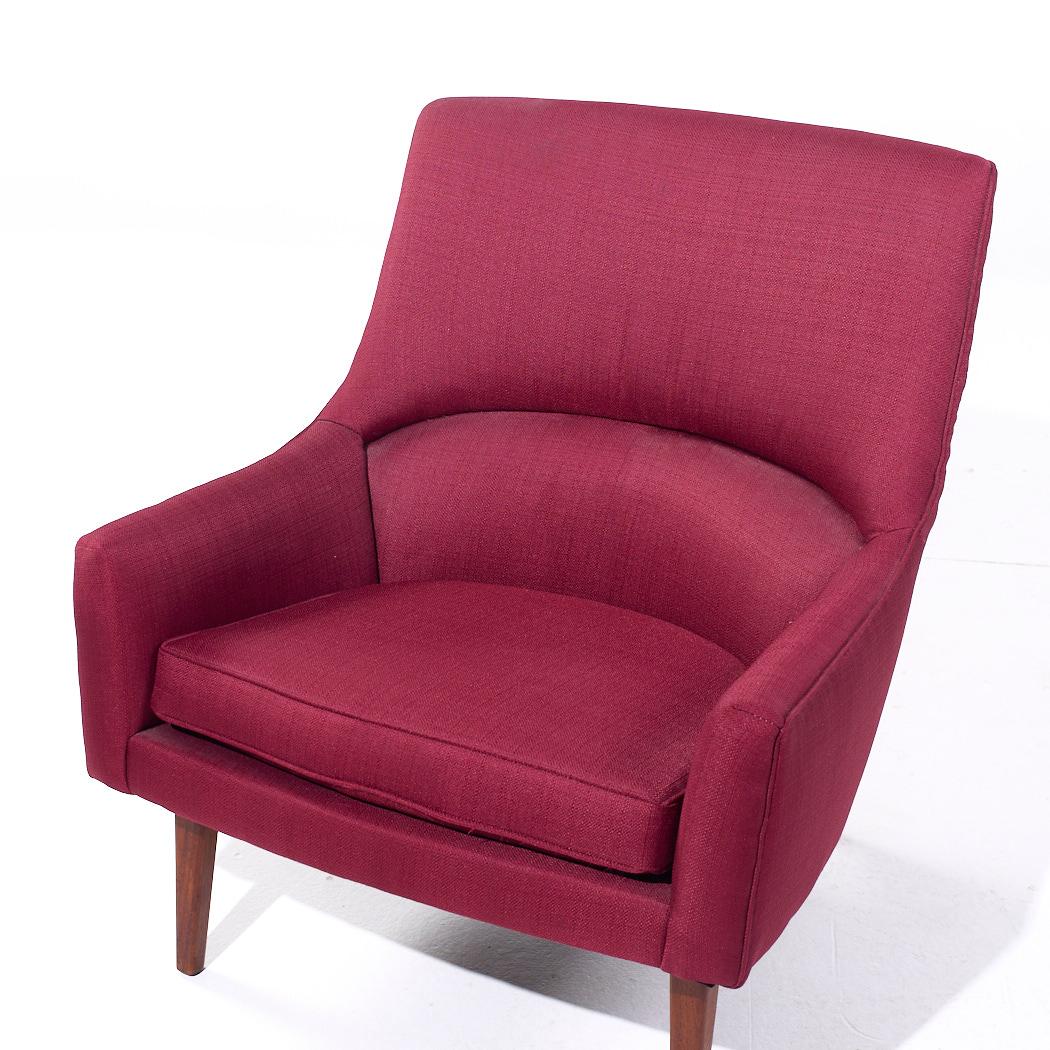 Jens Risom A Chair Mid Century Walnut Lounge Chairs - Pair For Sale 5