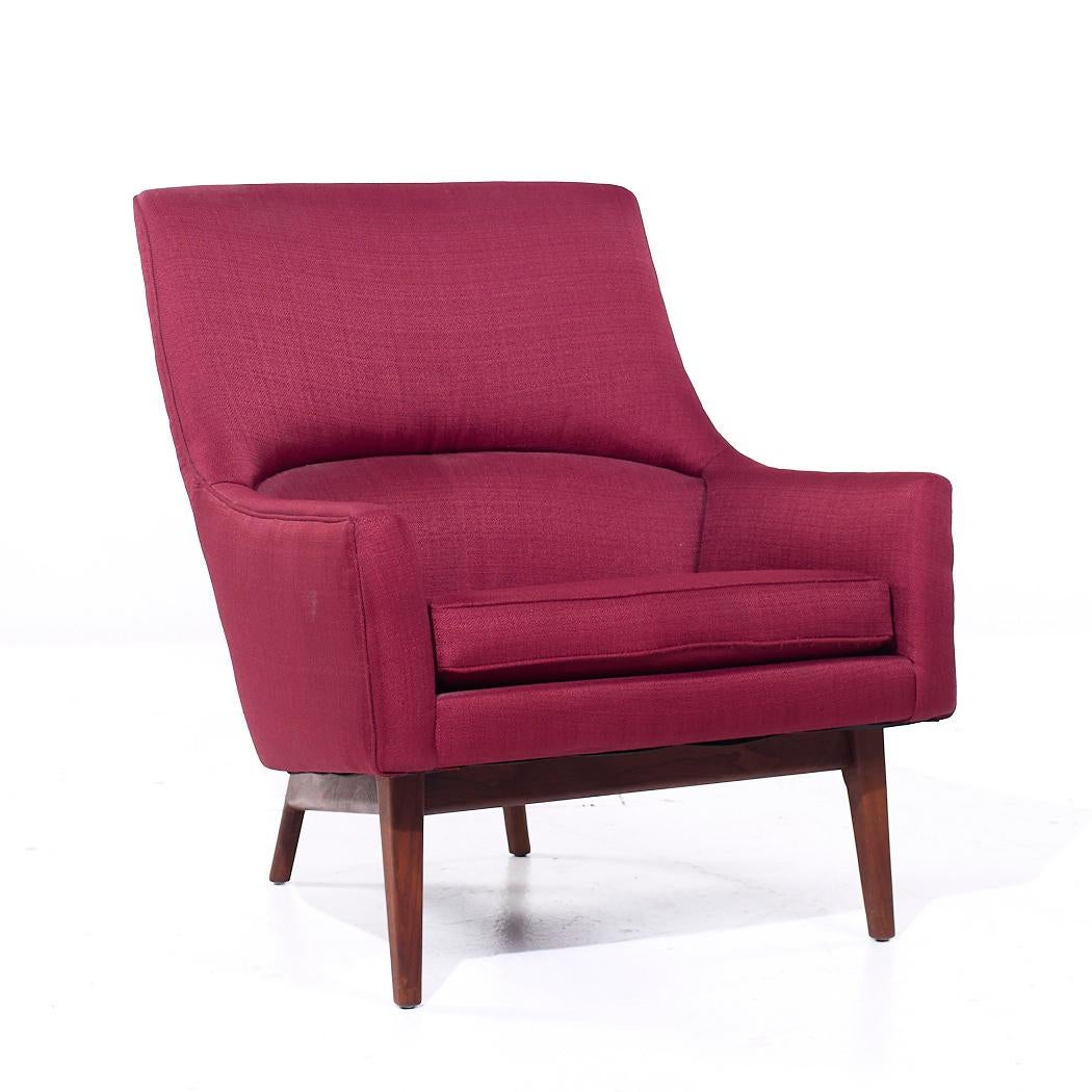 American Jens Risom A Chair Mid Century Walnut Lounge Chairs - Pair For Sale