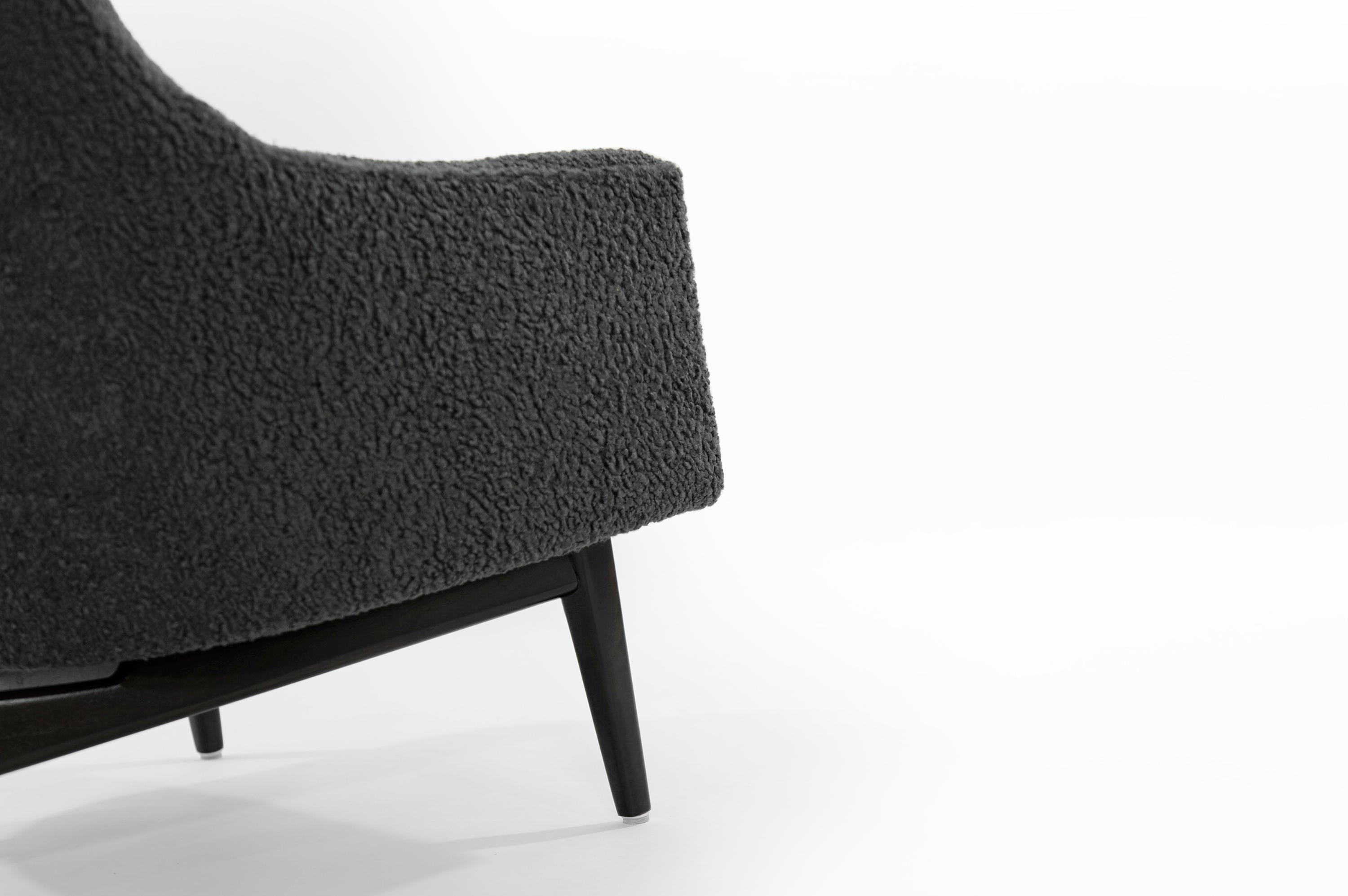 Jens Risom A-Line Lounge Chair and Ottoman in Bouclé, circa 1950s 7