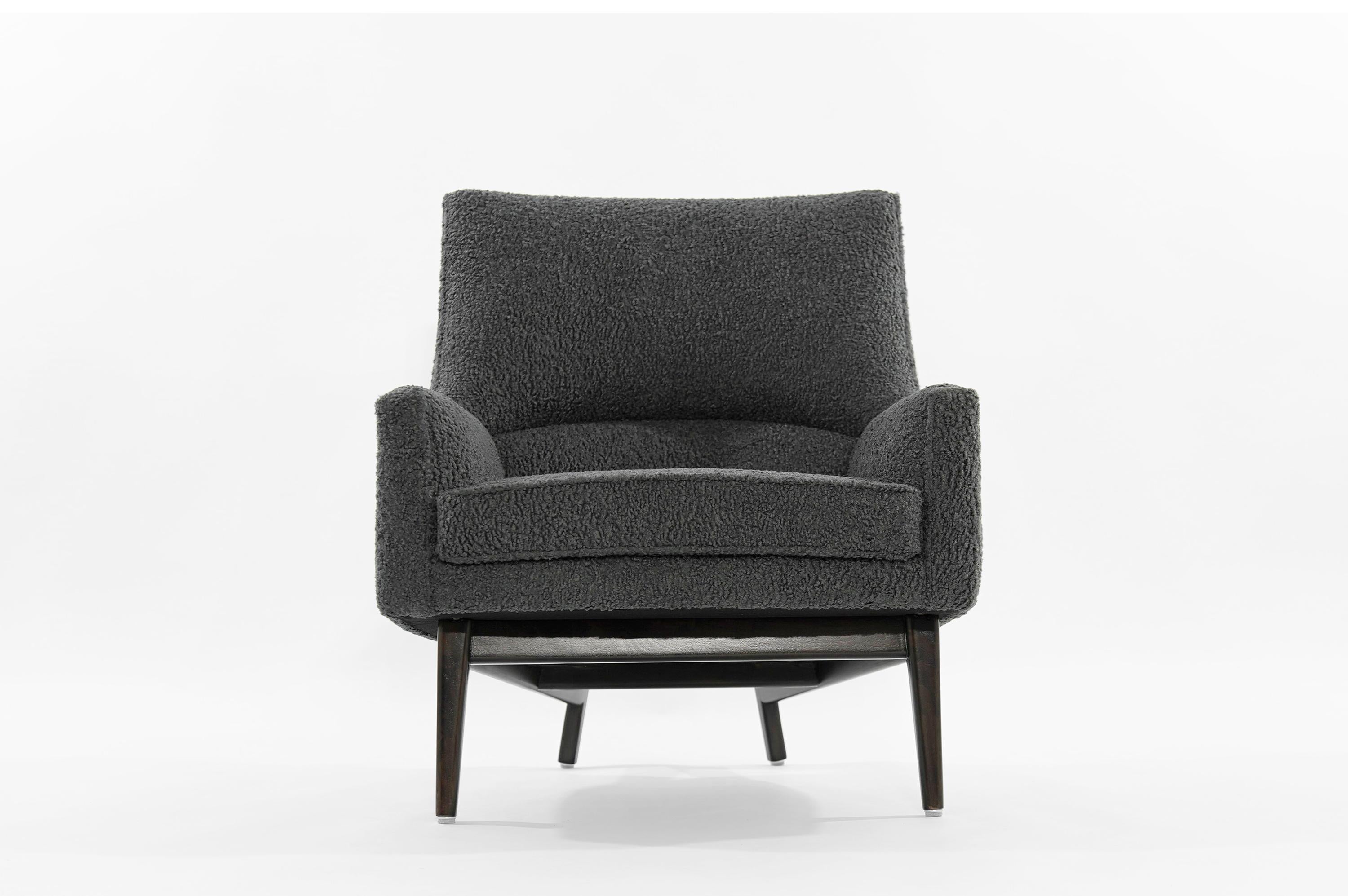 20th Century Jens Risom A-Line Lounge Chair and Ottoman in Bouclé, circa 1950s