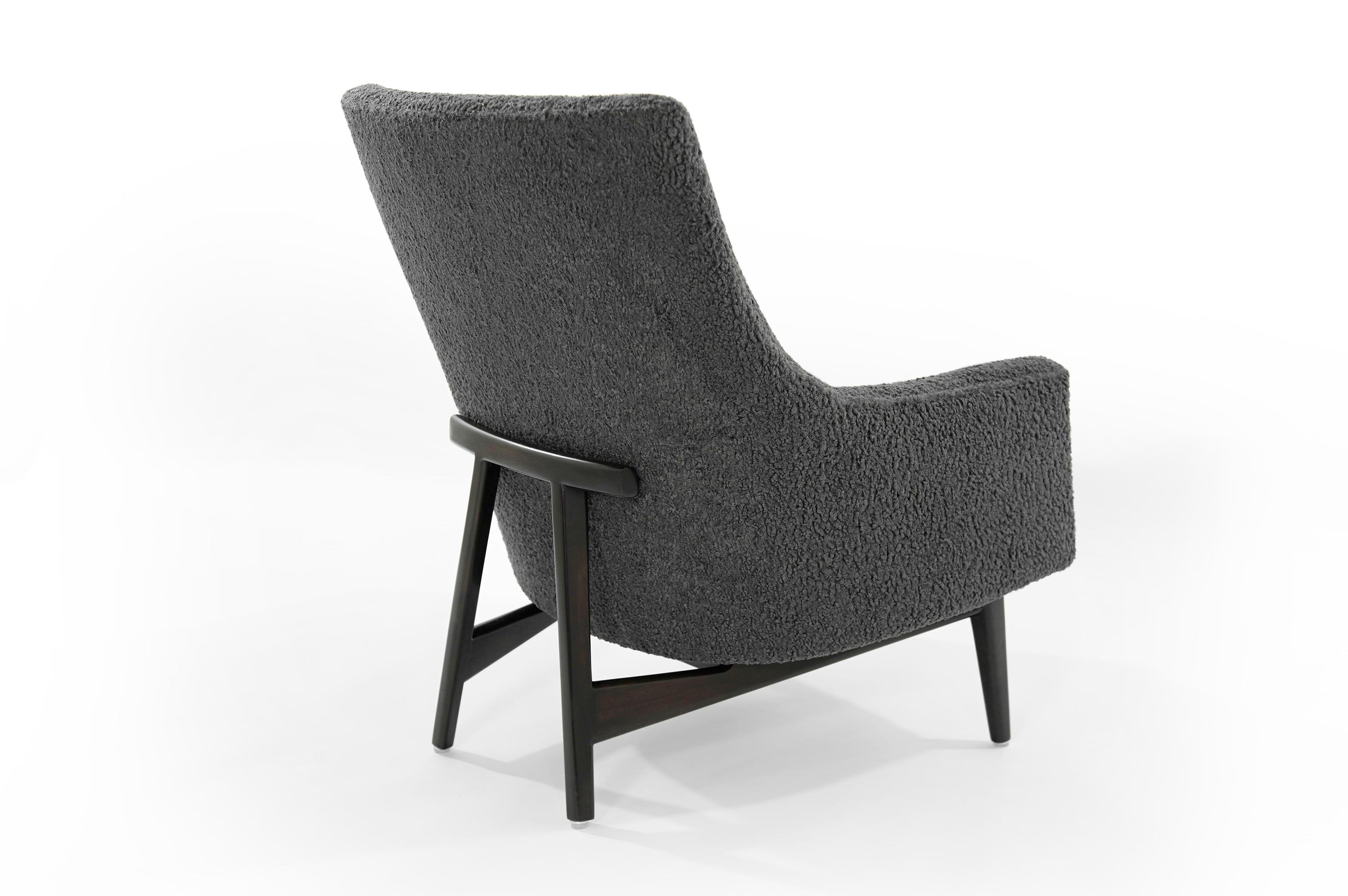 Jens Risom A-Line Lounge Chair and Ottoman in Bouclé, circa 1950s 1
