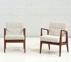 Jens Risom Arm Chairs Oatmeal Tweed Boucle, 1960