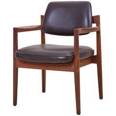 Jens Risom Armchair in Walnut and Leather by Jens Risom Inc.