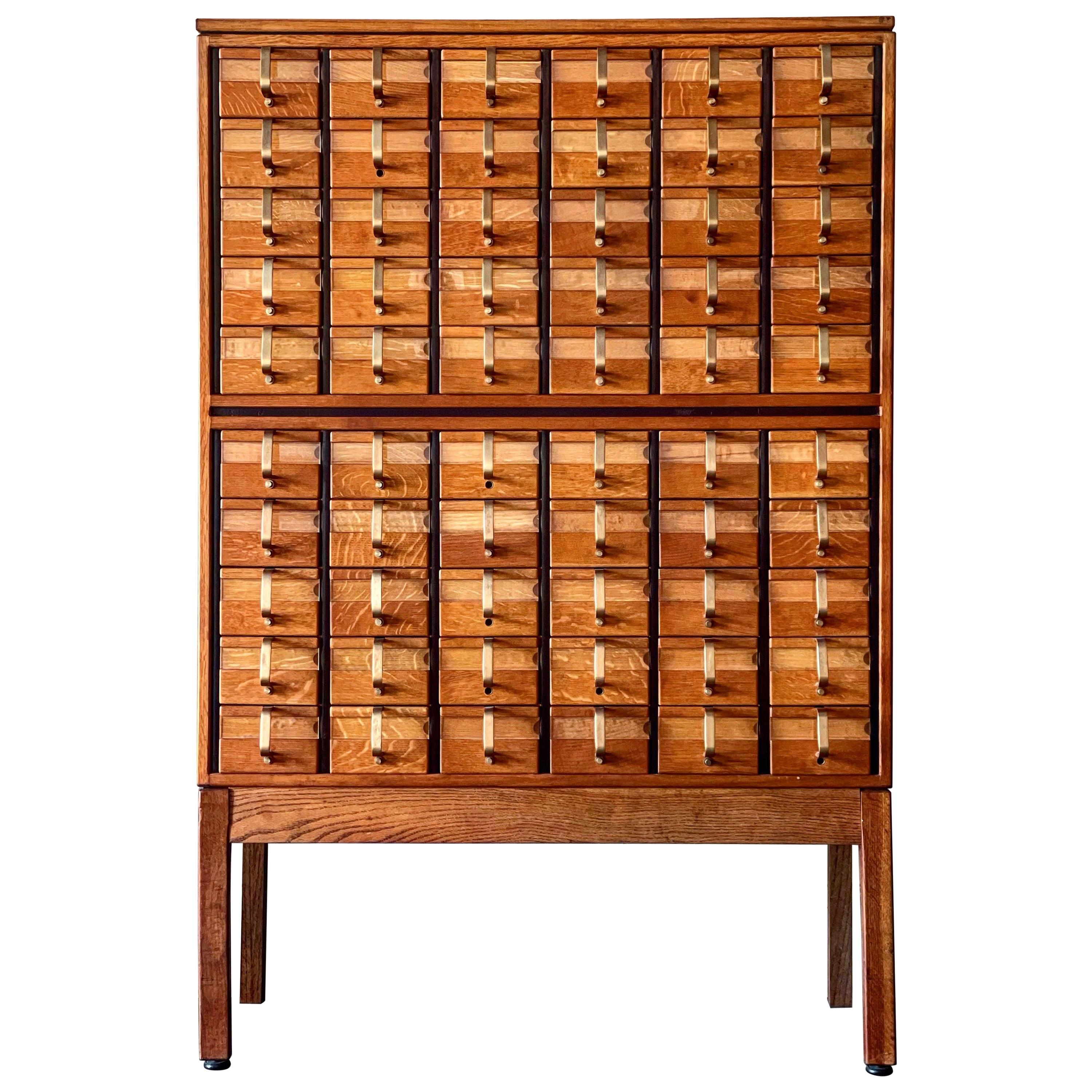 Jens Risom Card Catalog in Quarter Sawn Oak and Solid Brass For Sale