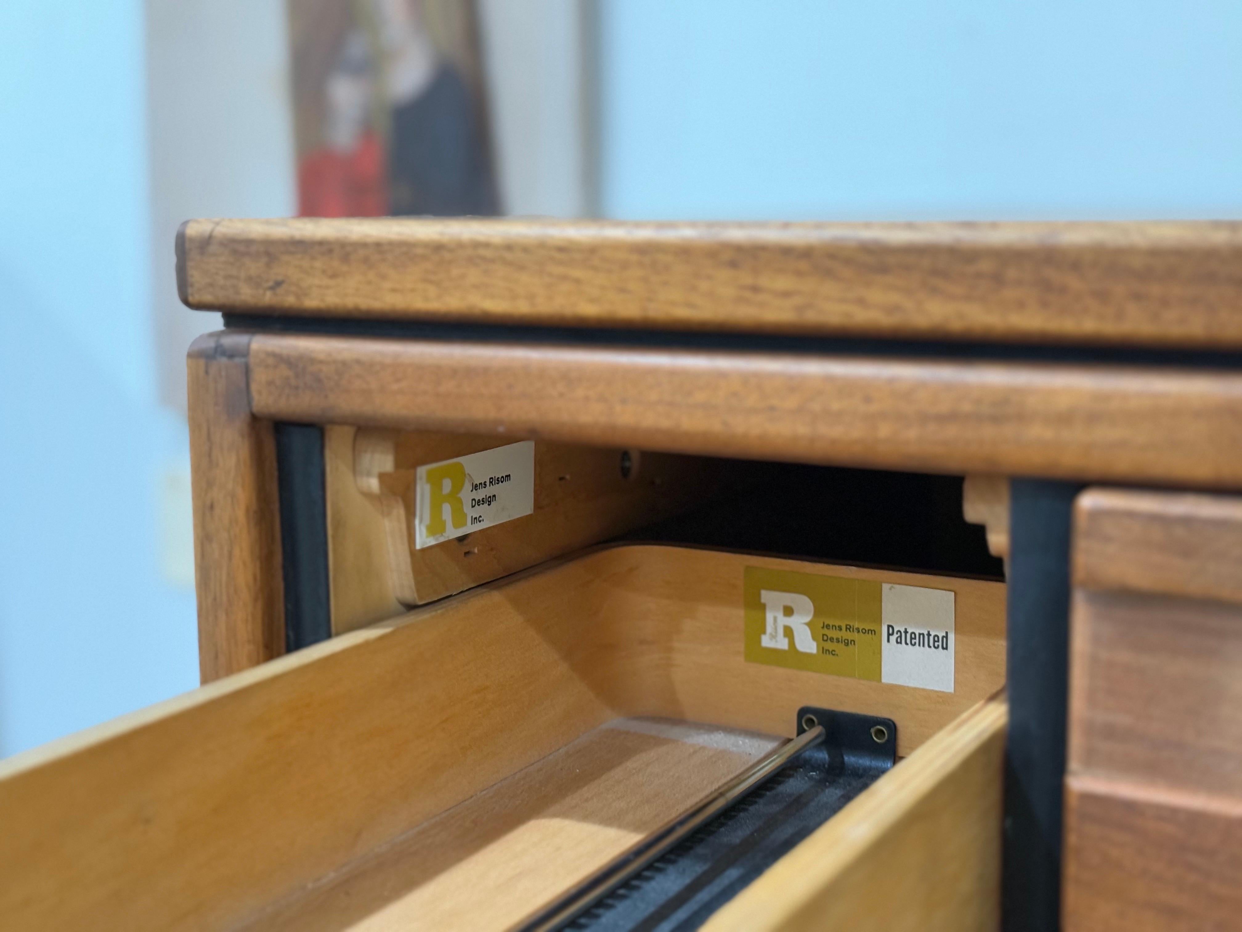 American Jens Risom Card Catalog in Walnut + Brass, Mid-Century Modern Cabinet