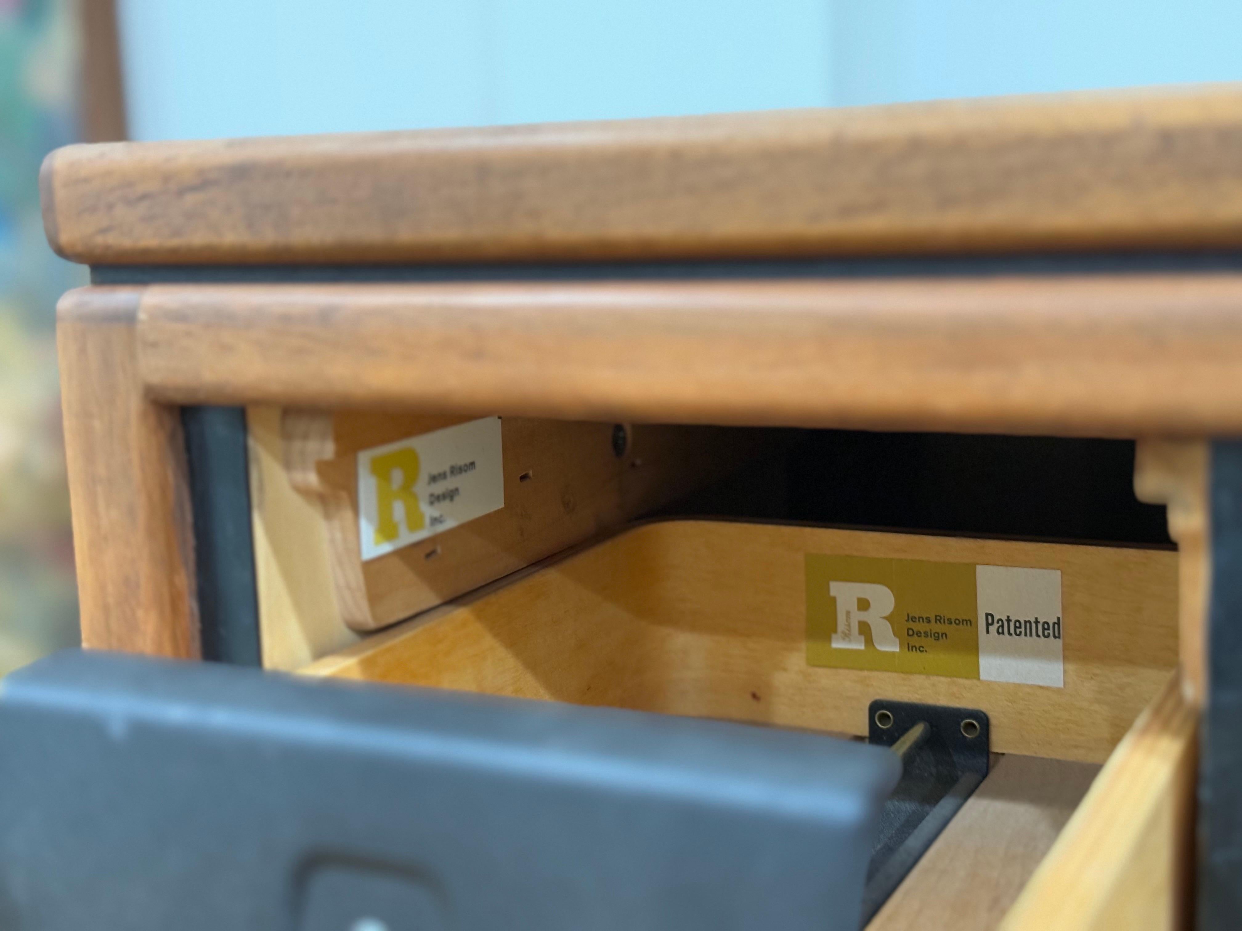 Jens Risom Card Catalog in Walnut + Brass, Mid-Century Modern Cabinet In Good Condition In Decatur, GA