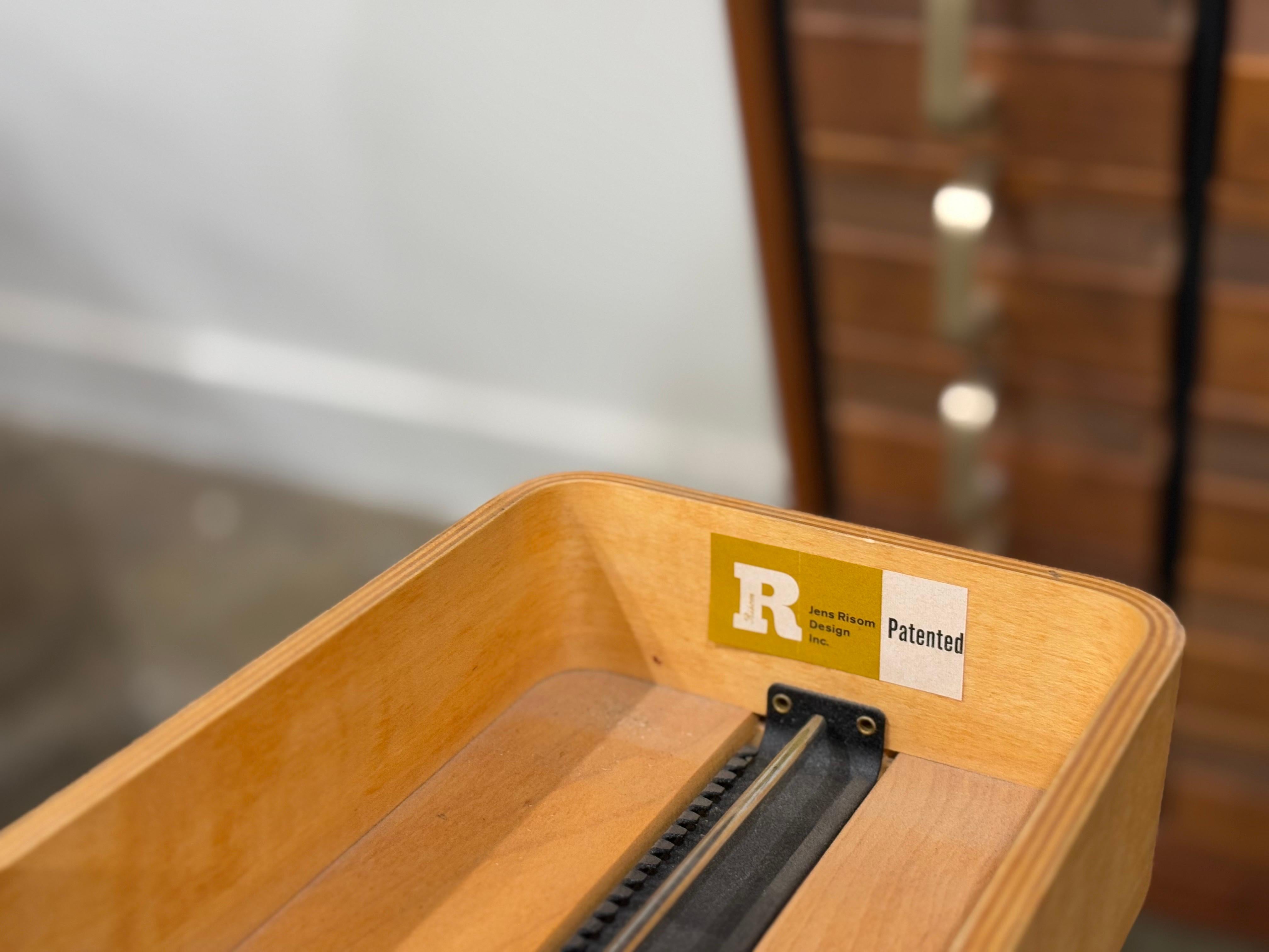 Jens Risom Card Catalog in Walnut + Brass, Mid-Century Modern Cabinet 3