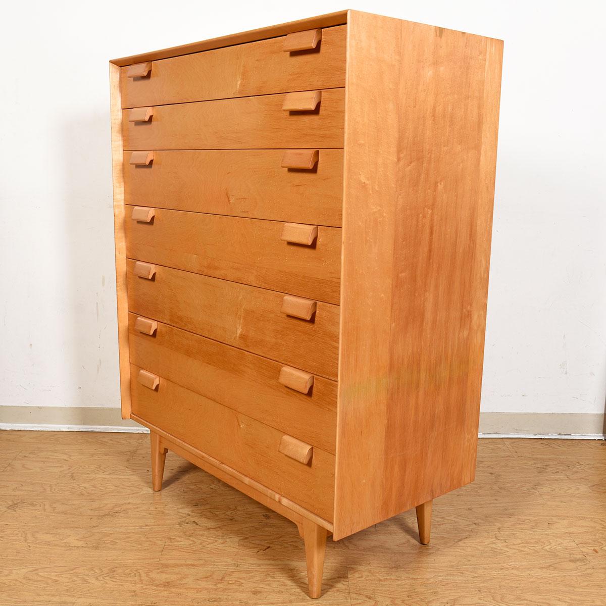 20th Century Jens Risom Cerused Oak Mid-Century Modern Tall Dresser, 1949 For Sale