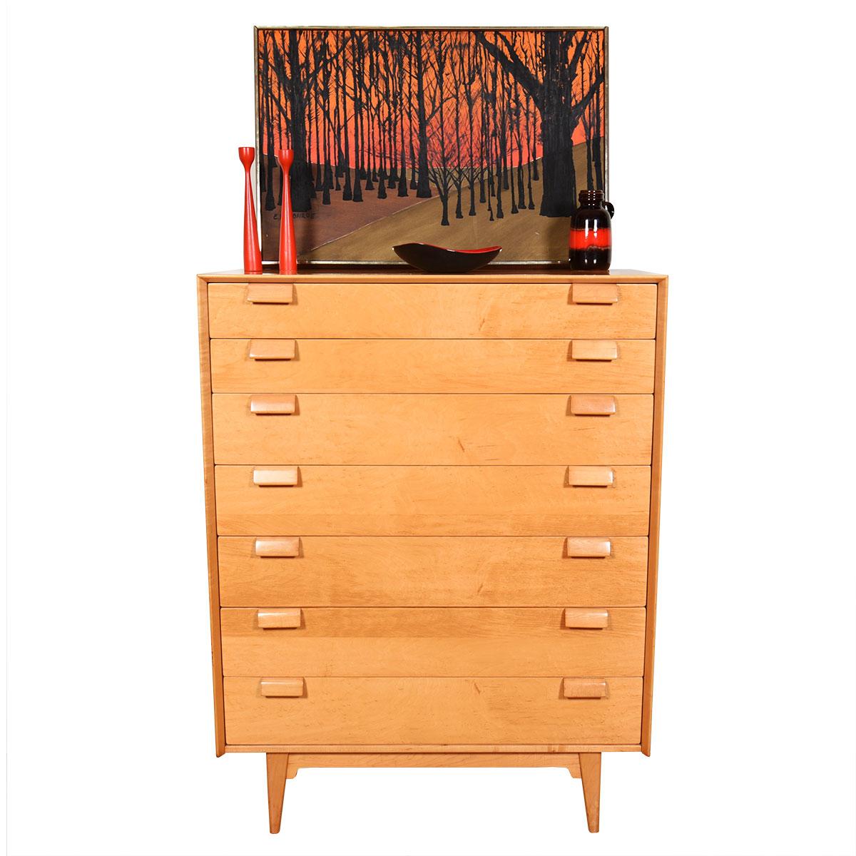 Jens Risom Cerused Oak Mid-Century Modern Tall Dresser, 1949 For Sale 2