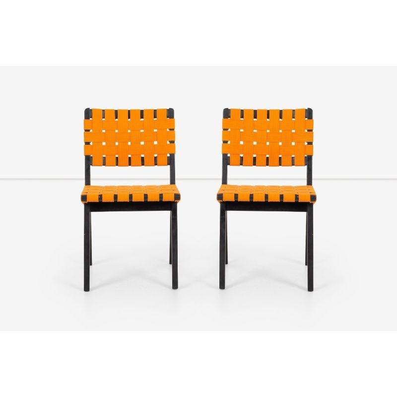 Jens Risom chairs for Knoll Associates 1954, Model 666WSP Original black paint and webbing with nail tacks.
Decal underside {Knoll Associates Inc.].