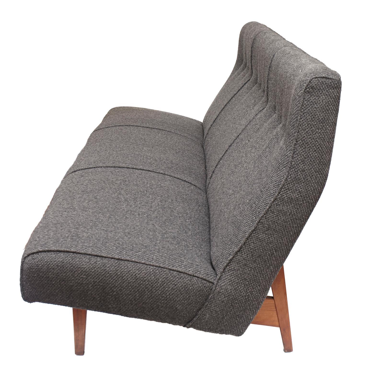 American Jens Risom Charcoal Grey Sofa and Matching Love Seat Model U251