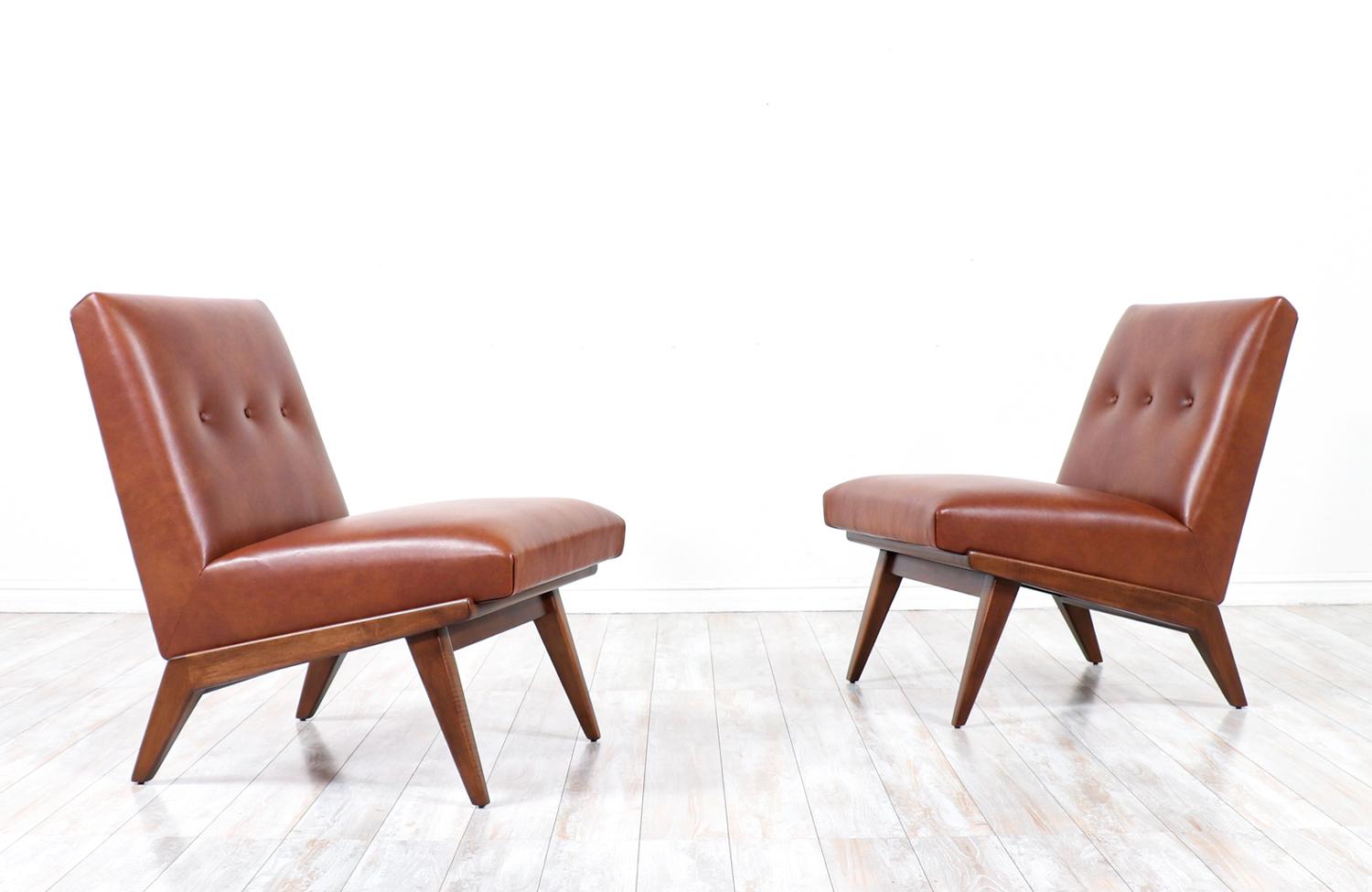 Mid-Century Modern Restaurées par des experts - Chaises longues en cuir cognac de Jens Risom pour Knoll  en vente