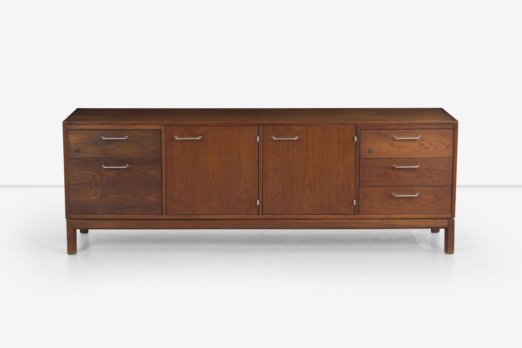 Mid-Century Modern Jens Risom Credenza in Oiled Walnut For Sale