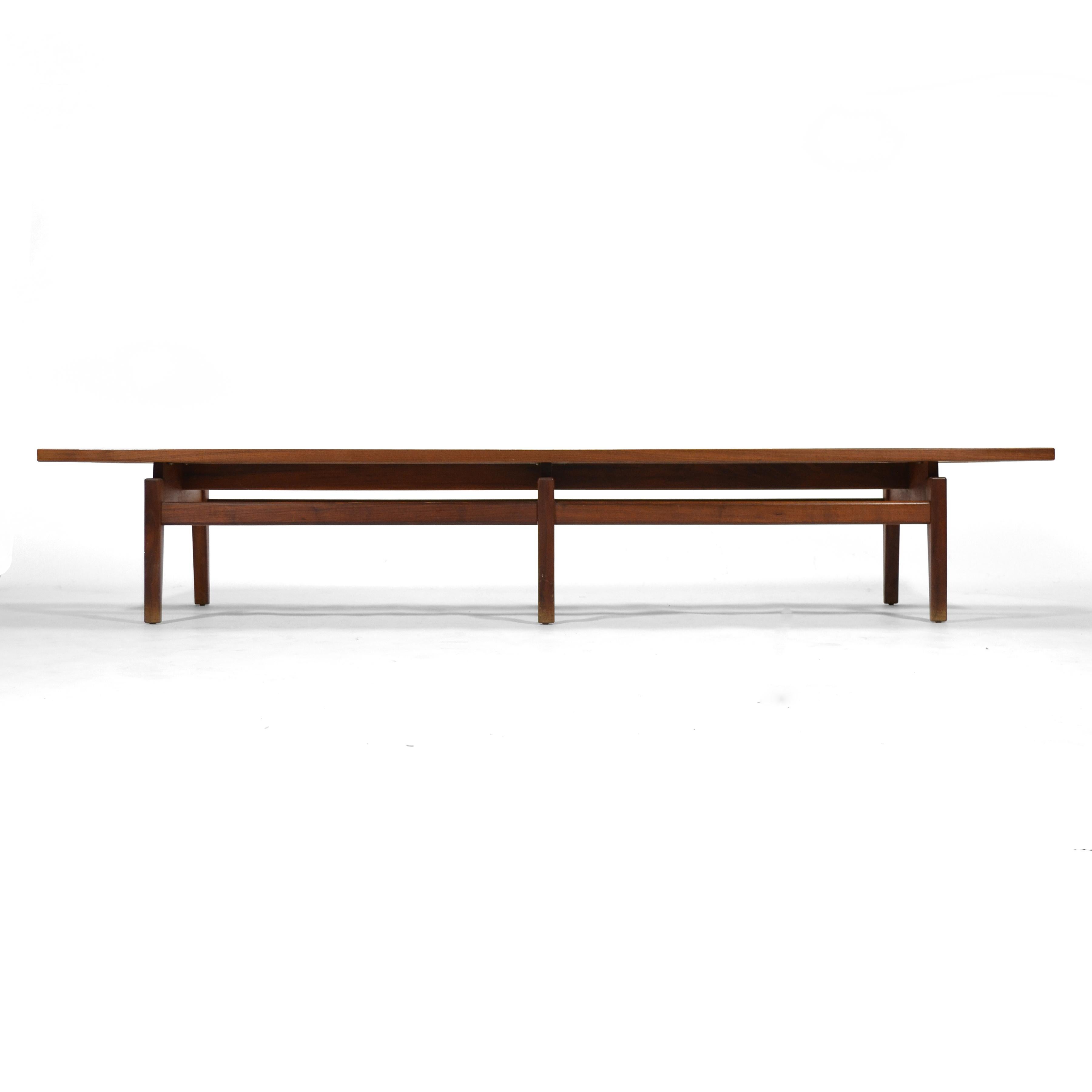 Jens Risom Custom Eight Foot Walnut Table/ Bench In Good Condition For Sale In Highland, IN