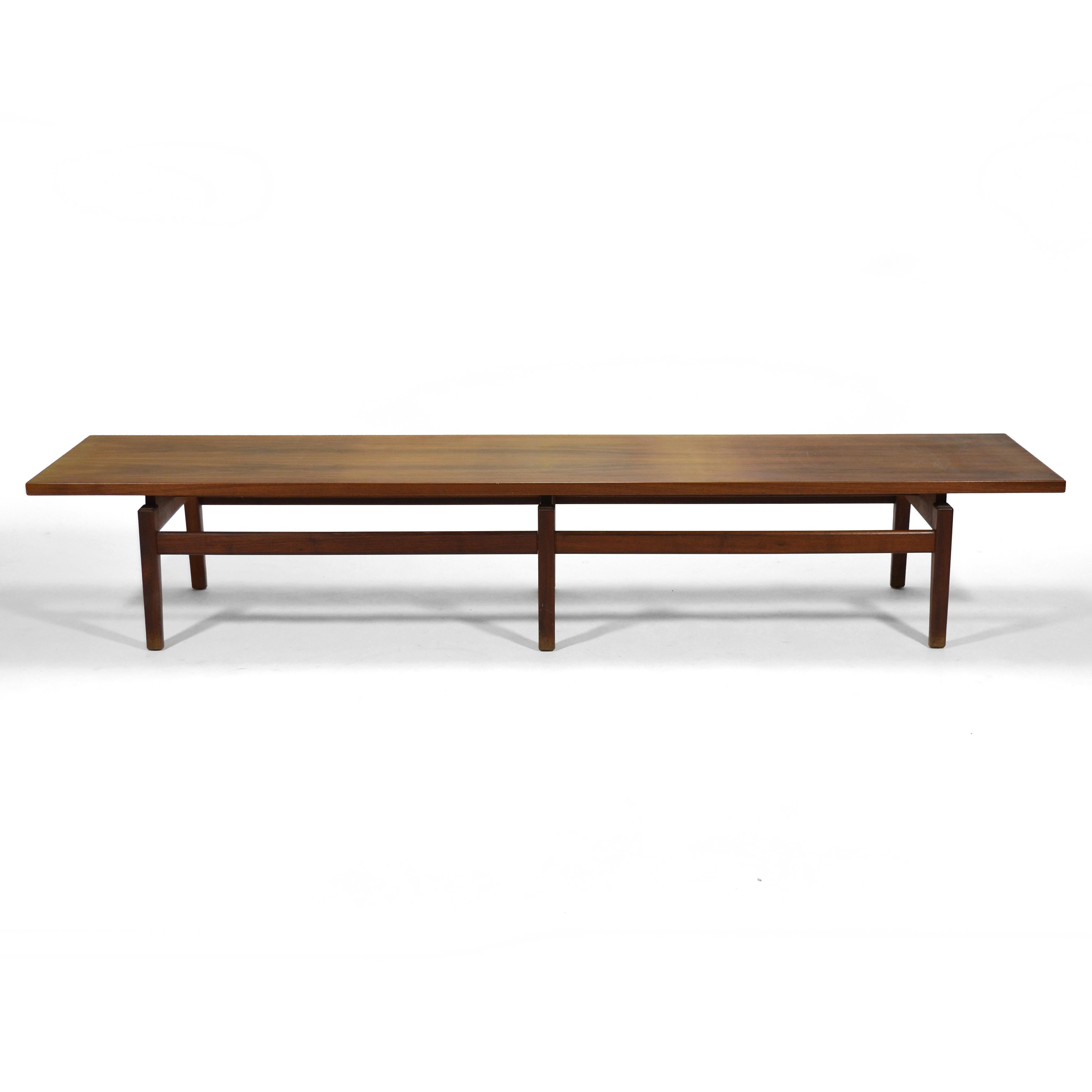 Mid-20th Century Jens Risom Custom Eight Foot Walnut Table/ Bench For Sale