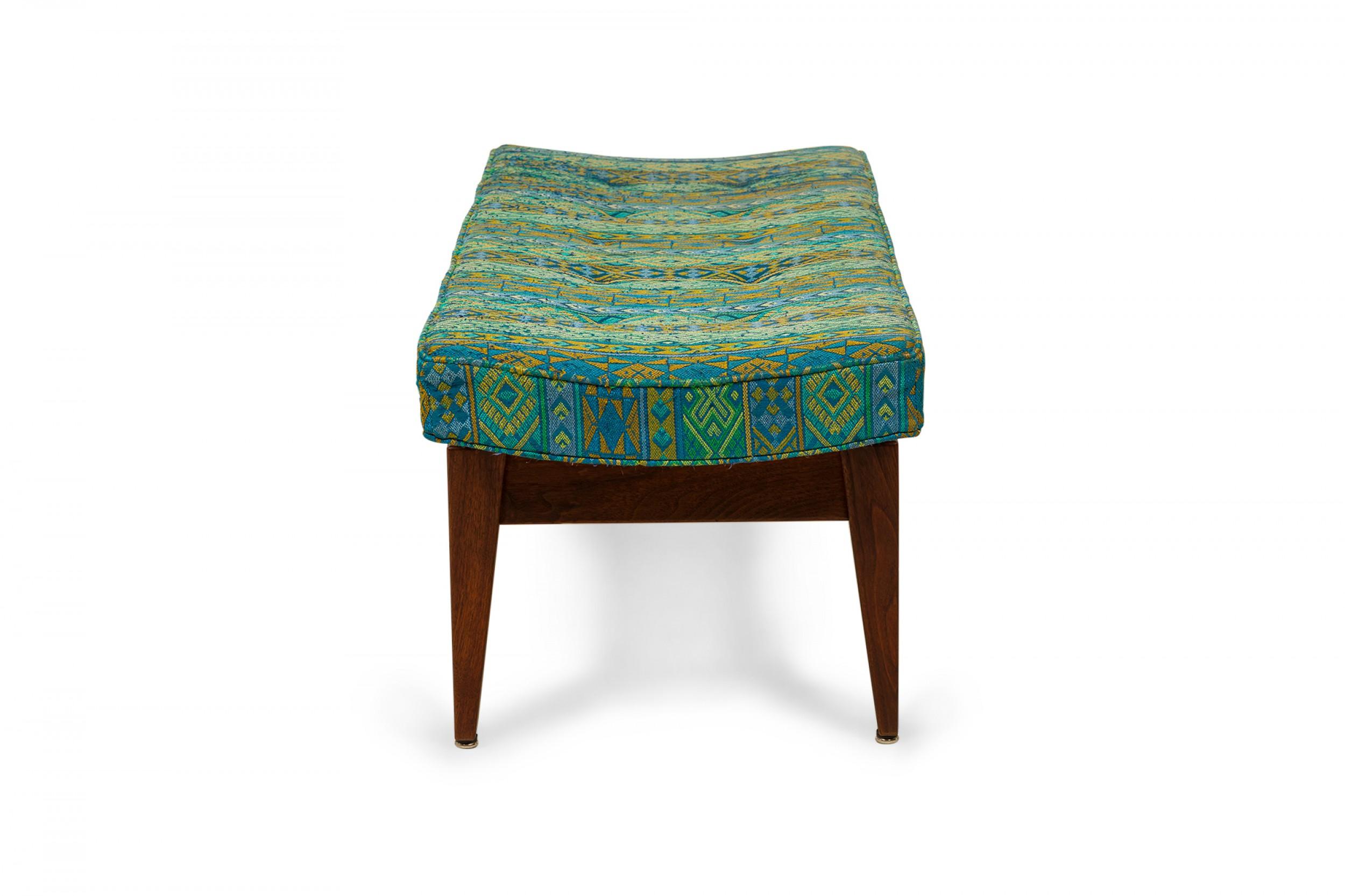 Mid-Century Modern Jens Risom Danish Blue and Green Southwestern Pattern Upholstery For Sale