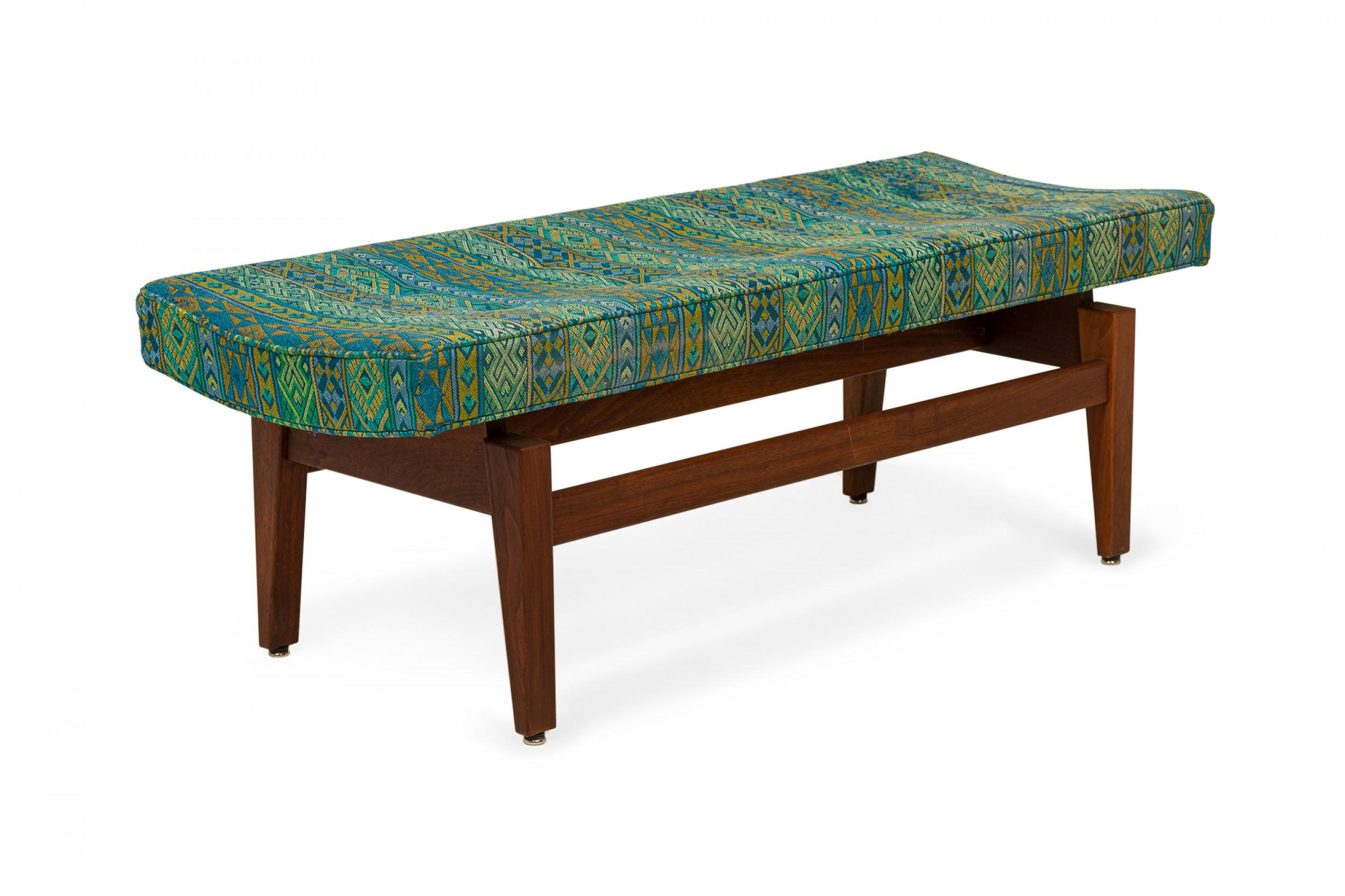 Jens Risom Danish Blue and Green Southwestern Pattern Upholstery In Good Condition For Sale In New York, NY