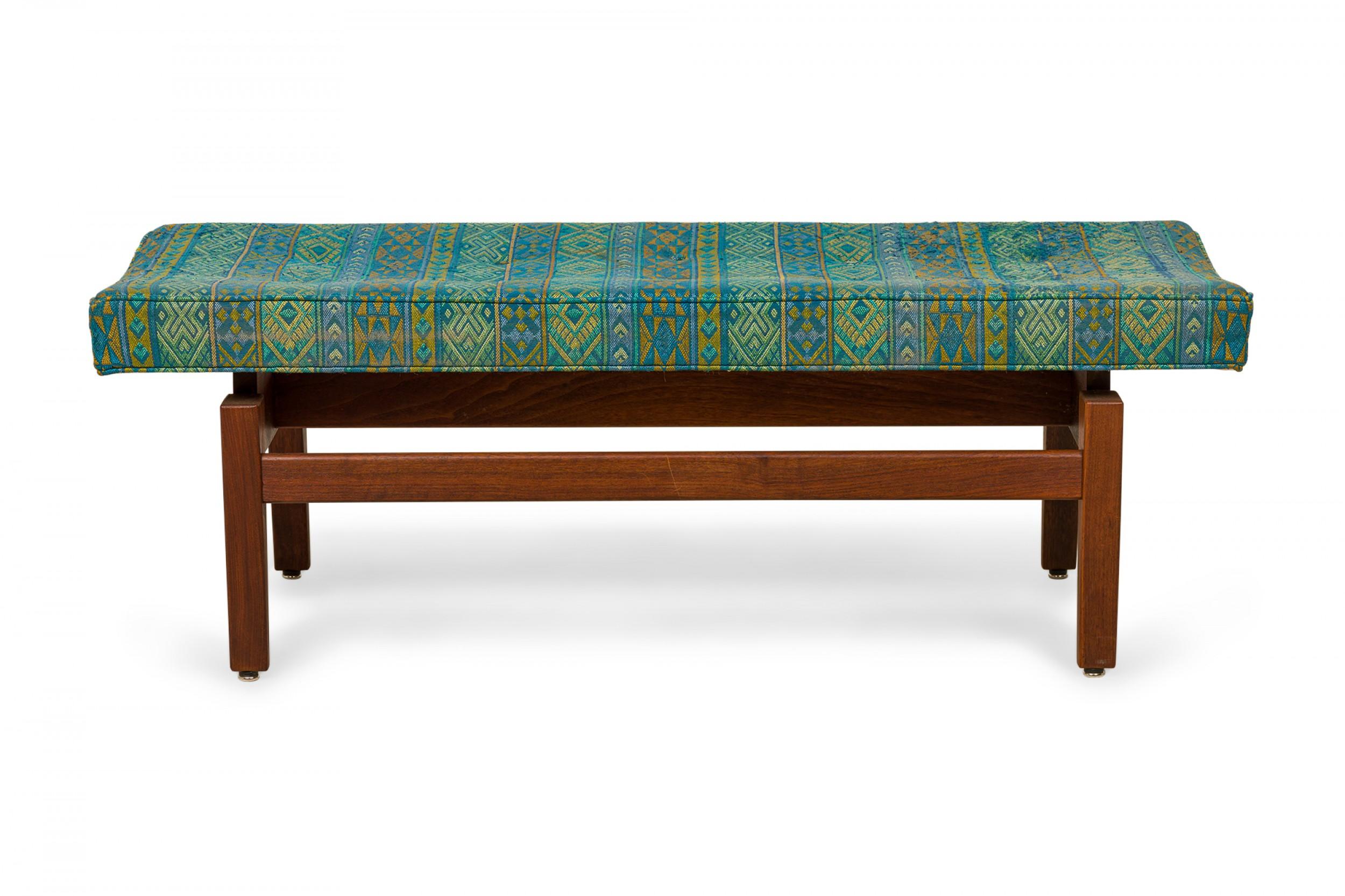 20th Century Jens Risom Danish Blue and Green Southwestern Pattern Upholstery For Sale