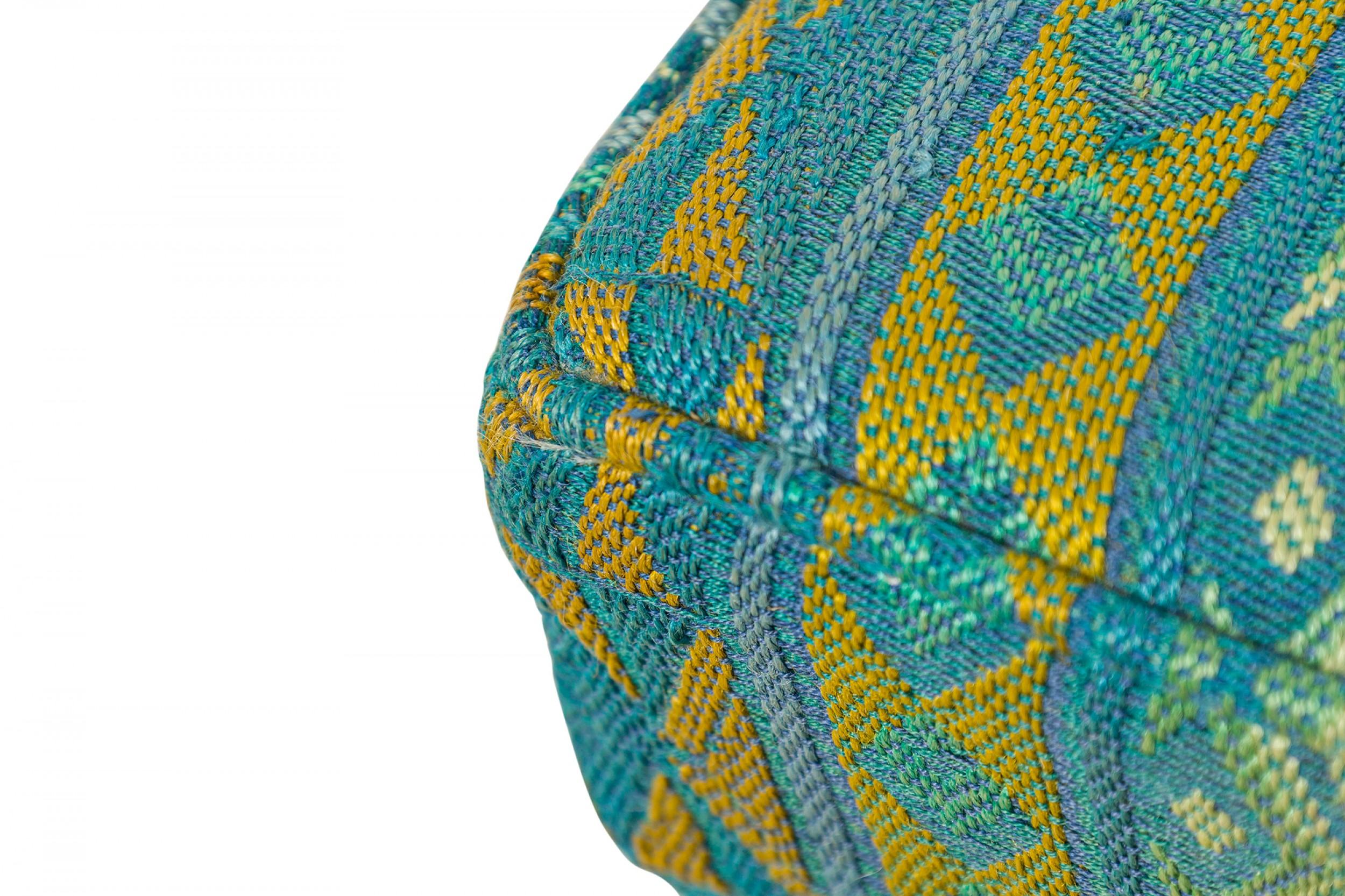Jens Risom Danish Blue and Green Southwestern Pattern Upholstery For Sale 2
