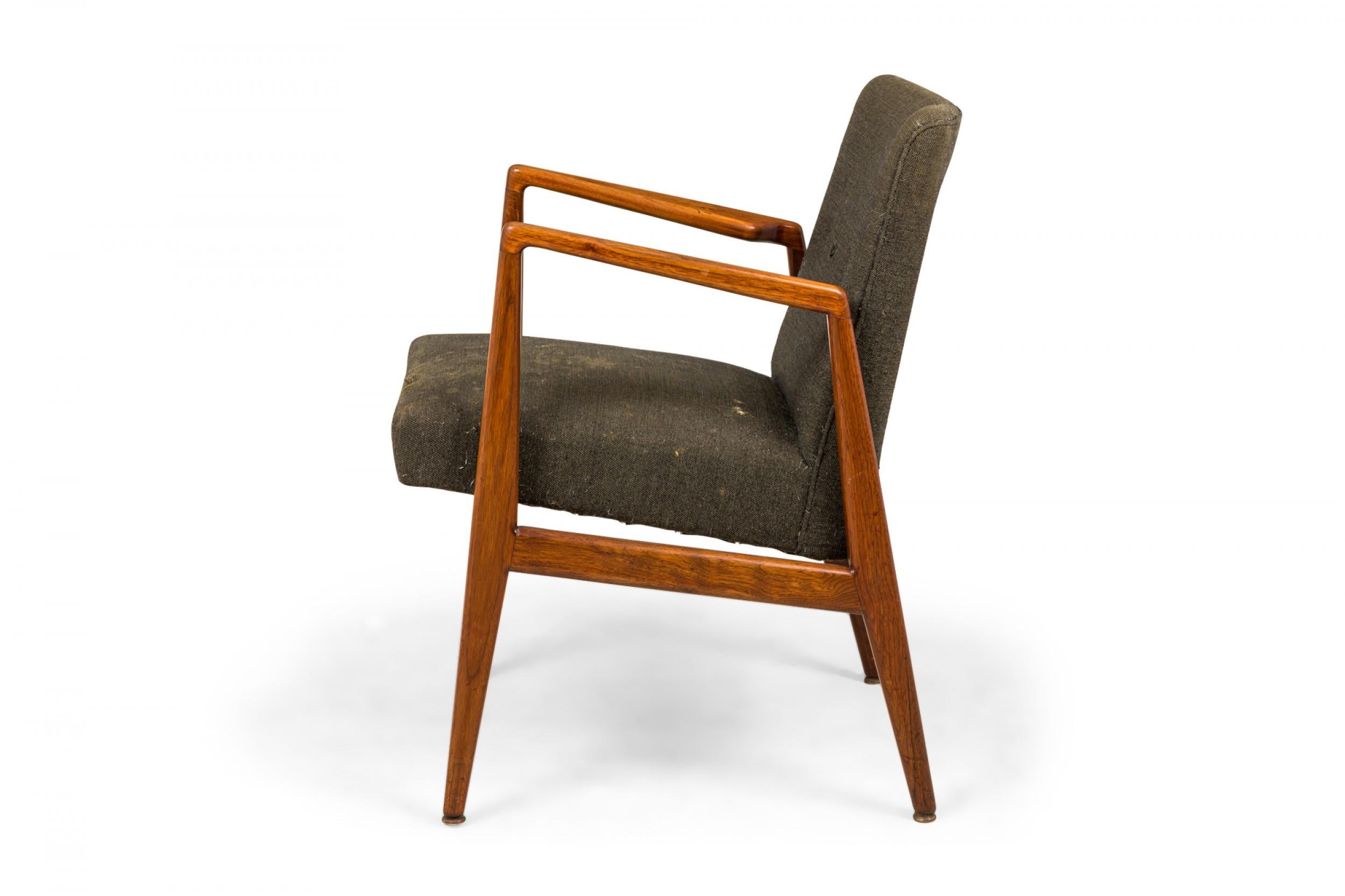 Mid-Century Modern Jens Risom Danish Gray Fabric Upholstered Teak 'Playboy' Armchair For Sale