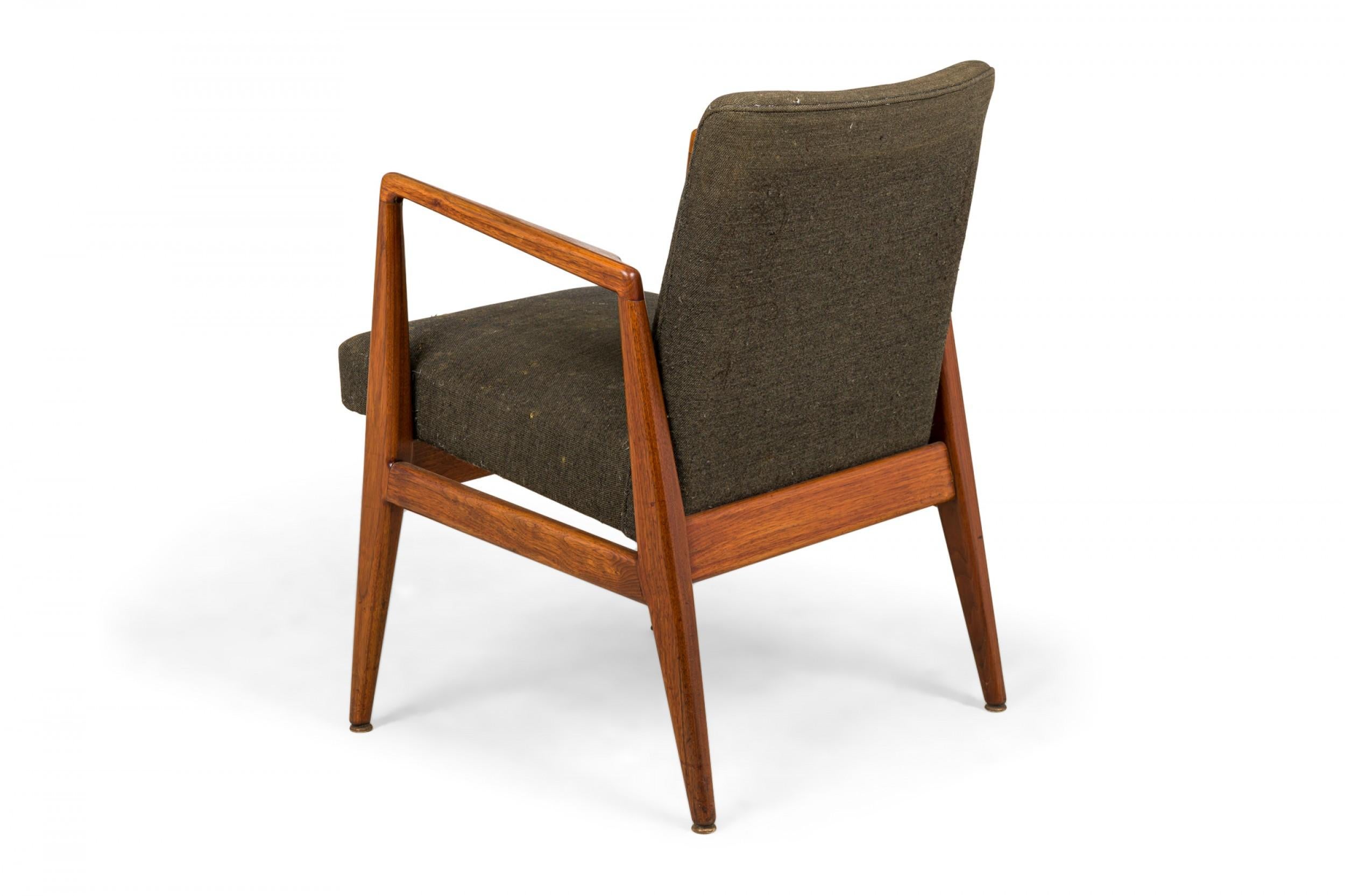 Jens Risom Danish Gray Fabric Upholstered Teak 'Playboy' Armchair In Good Condition For Sale In New York, NY
