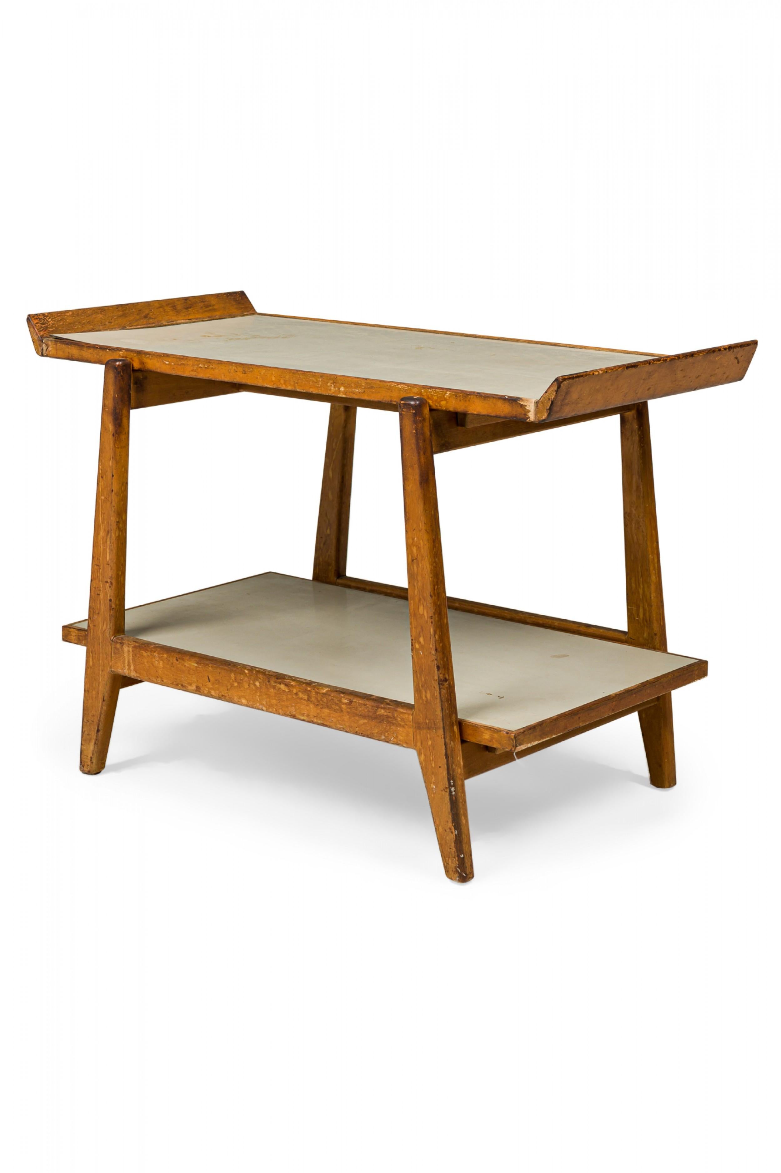 Jens Risom Danish Mid-Century Birch and Light Gray Laminate Serving Table For Sale 1