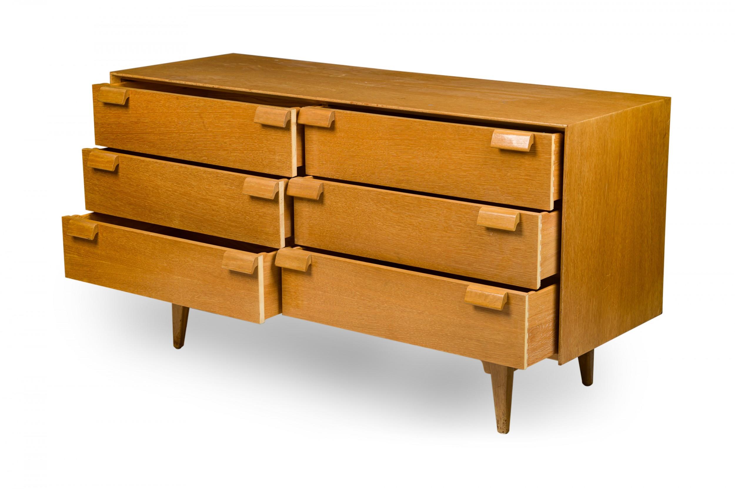 Wood Jens Risom Danish Mid-Century Blond Oak 6-Drawer Dresser For Sale
