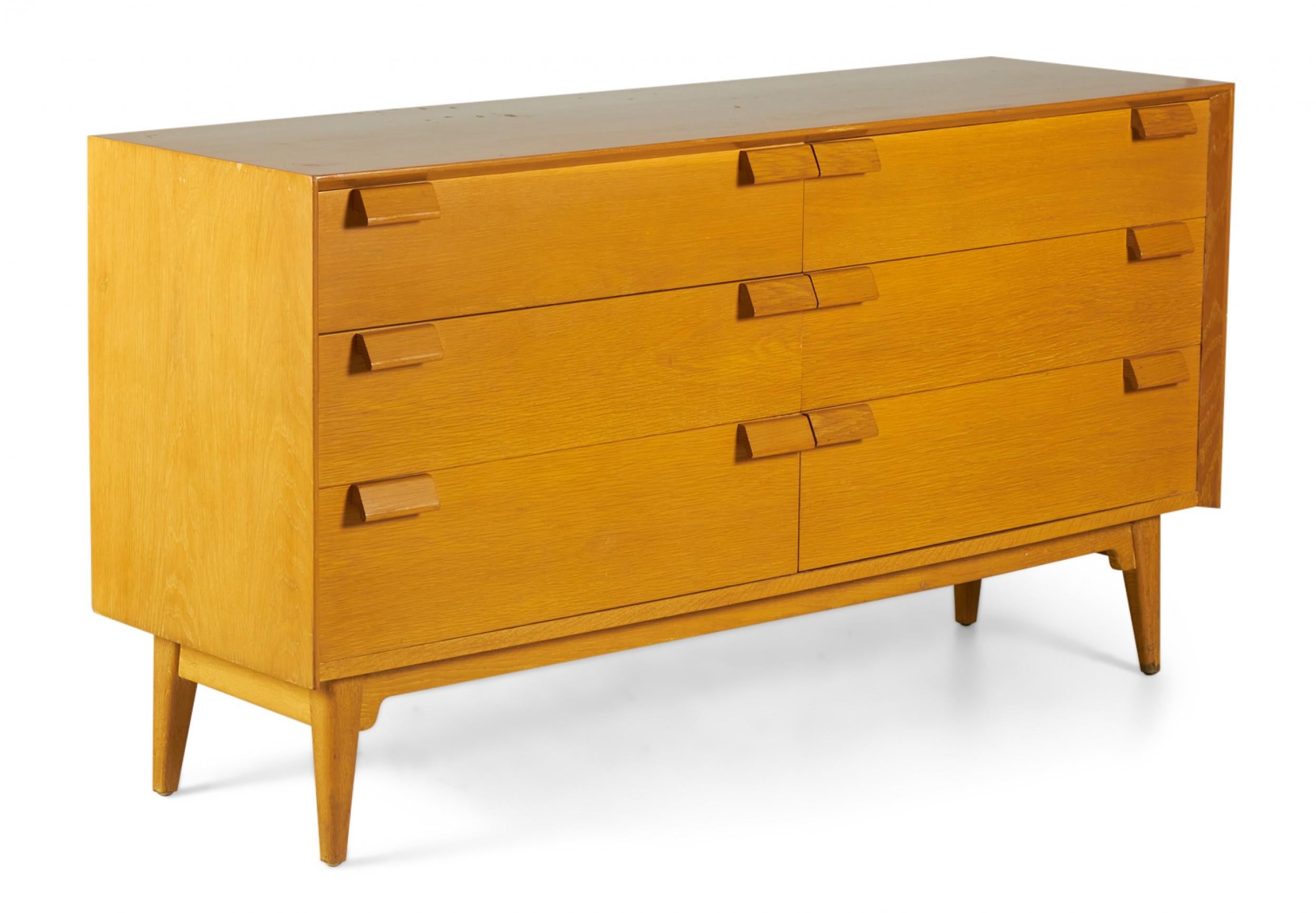Jens Risom Danish Mid-Century Blond Oak 6-Drawer Dresser For Sale 2