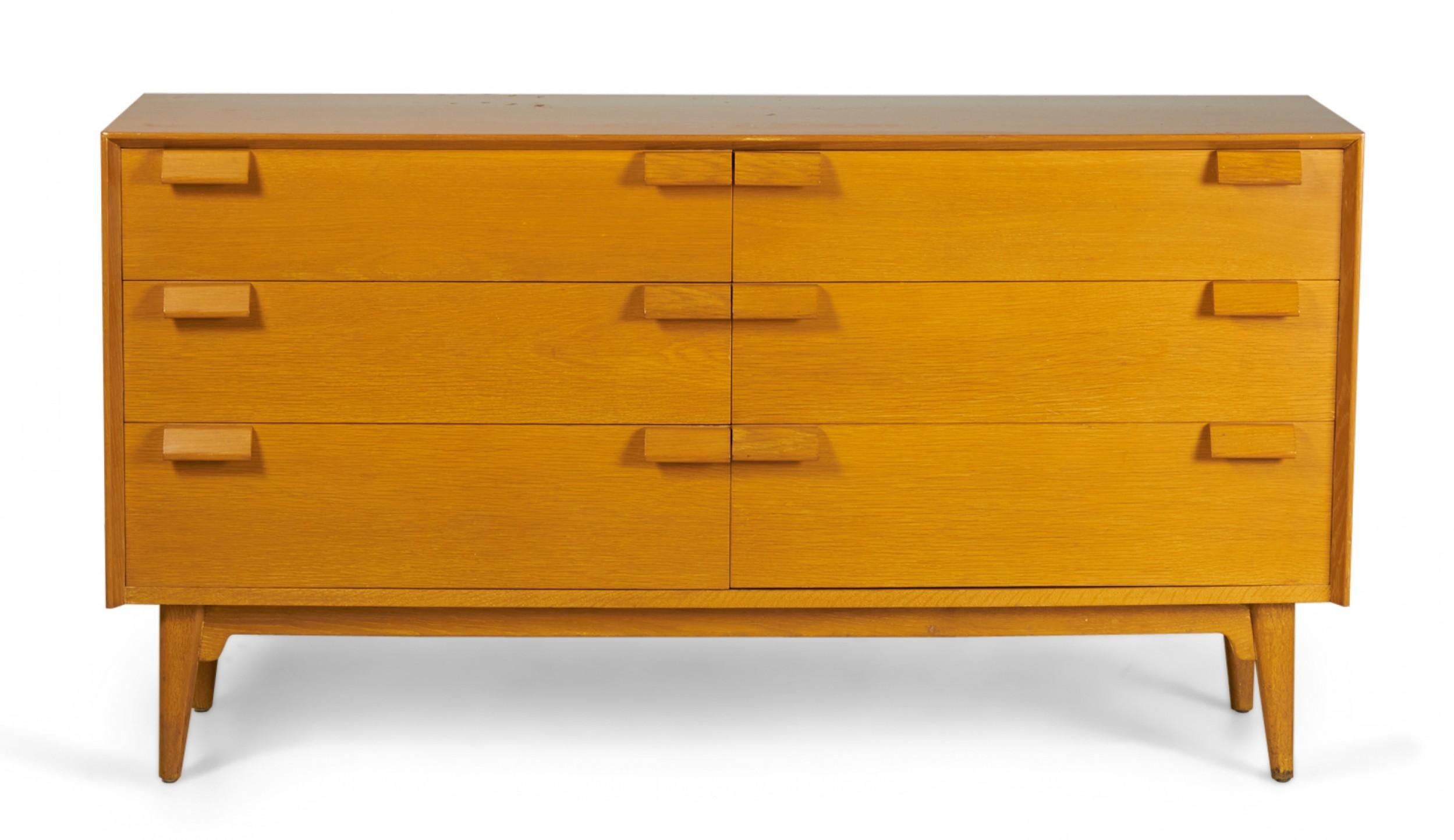 Jens Risom Danish Mid-Century Blond Oak 6-Drawer Dresser For Sale 3