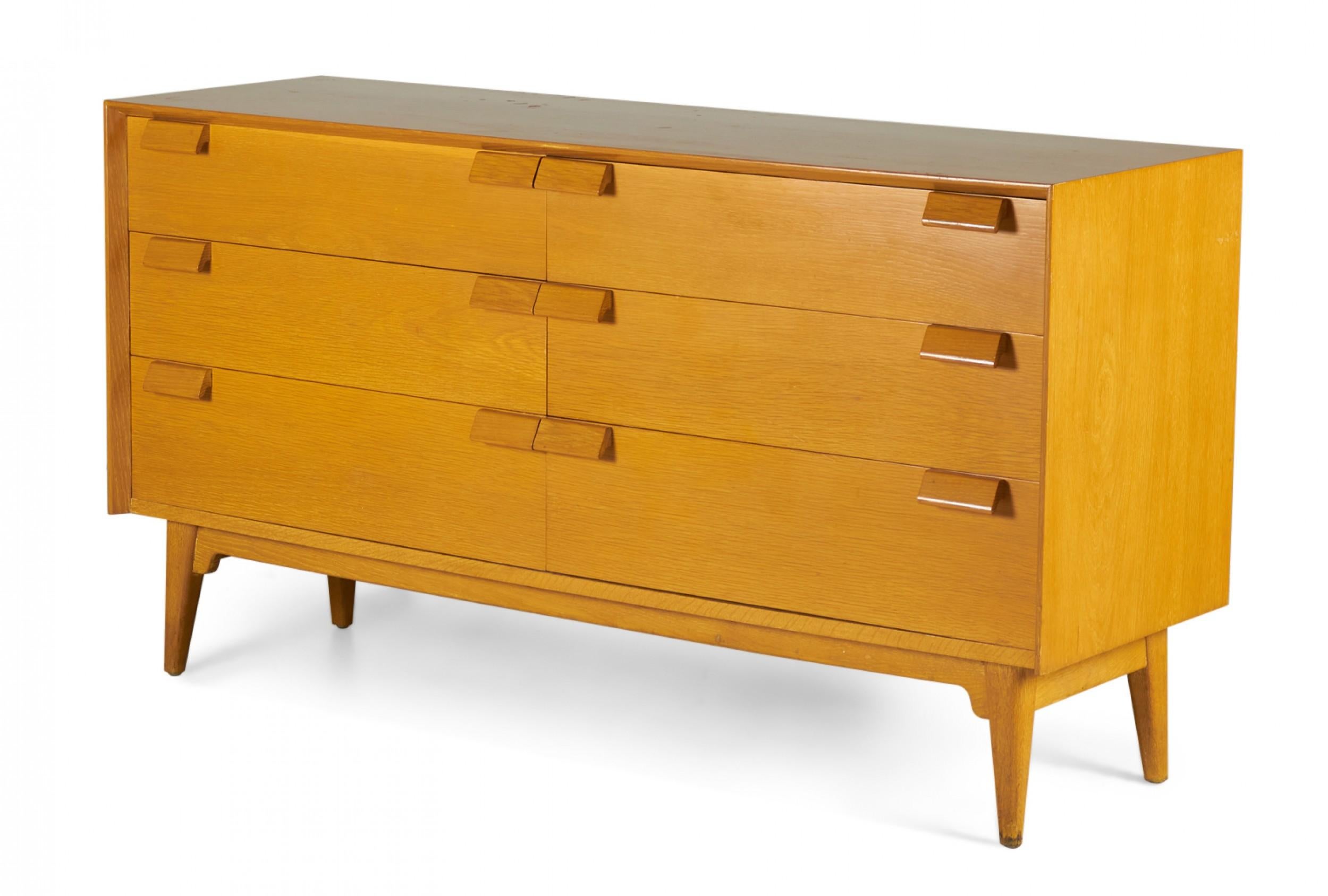 Jens Risom Danish Mid-Century Blond Oak 6-Drawer Dresser