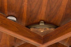 Jens Risom Danish Mid-Century Circular Walnut Revolving Lazy Susan Coffee Table