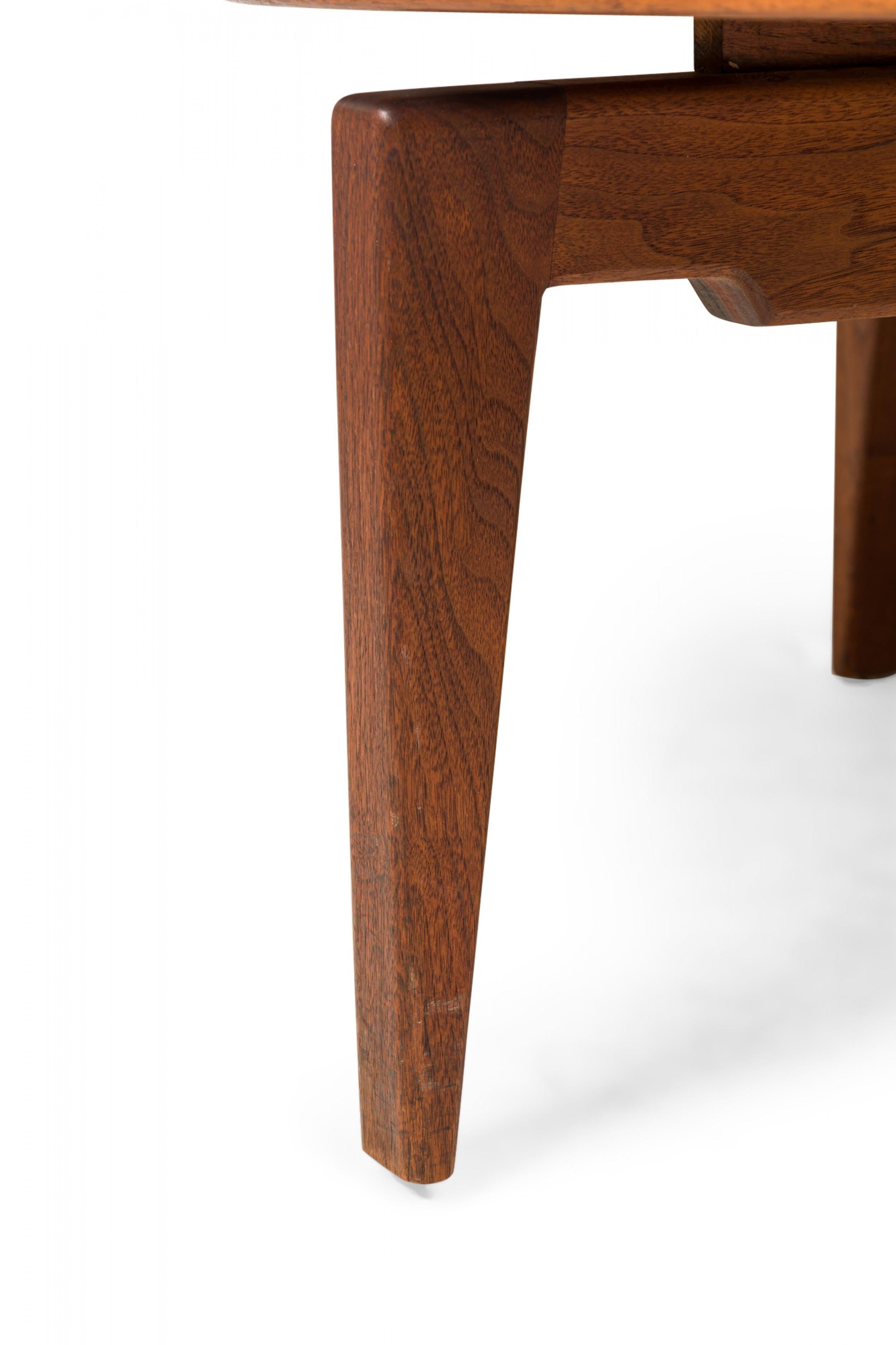 Scandinavian Modern Jens Risom Danish Mid-Century Circular Walnut Revolving Lazy Susan Coffee Table For Sale